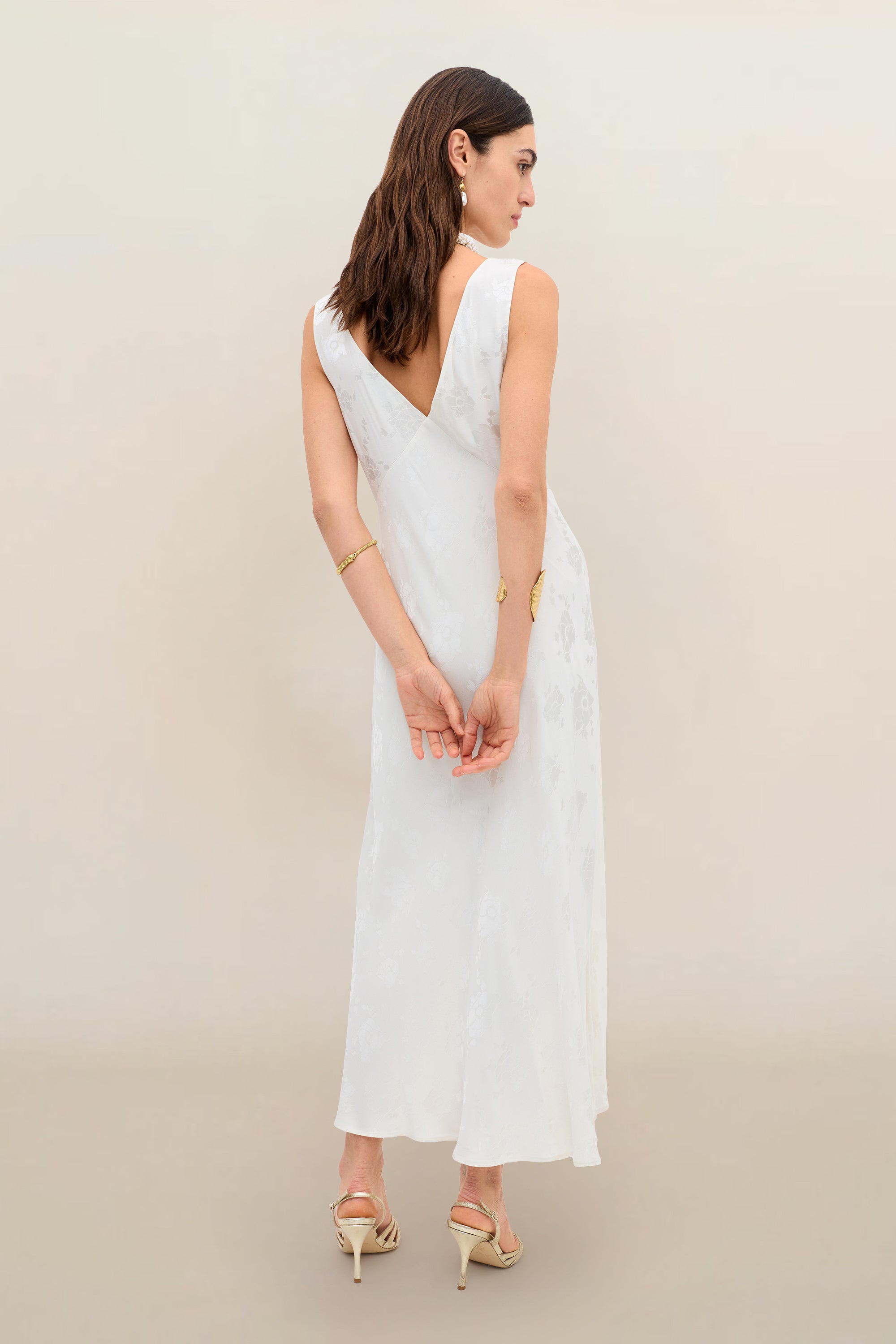 RIXO Bridal Sandrine Jacquard Midi - Ivory