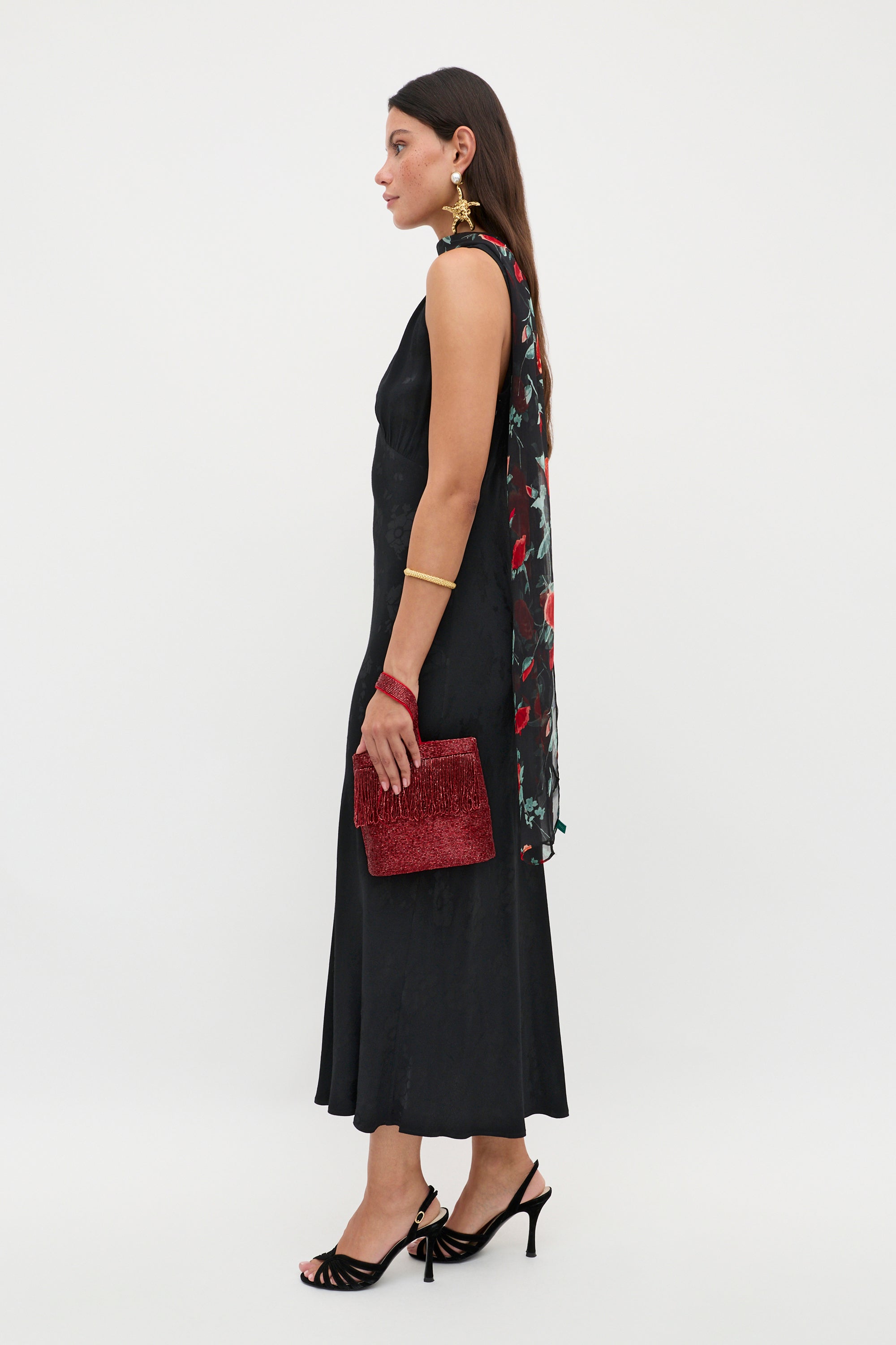 sandrine floral halter midi dress cb3027