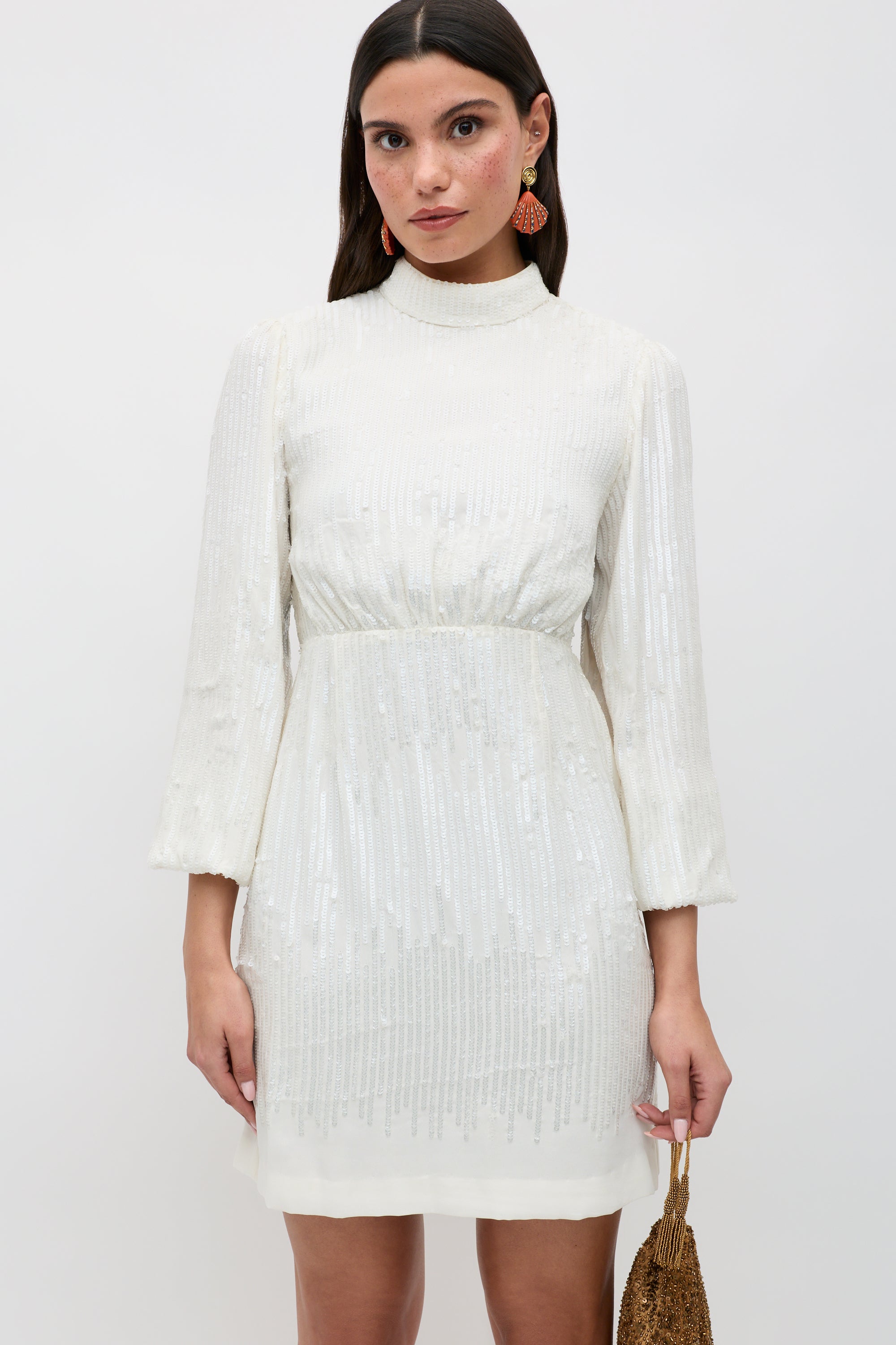 rixo white sequin dress Ronan Mini Dress in Squiggle Sequin Ivory