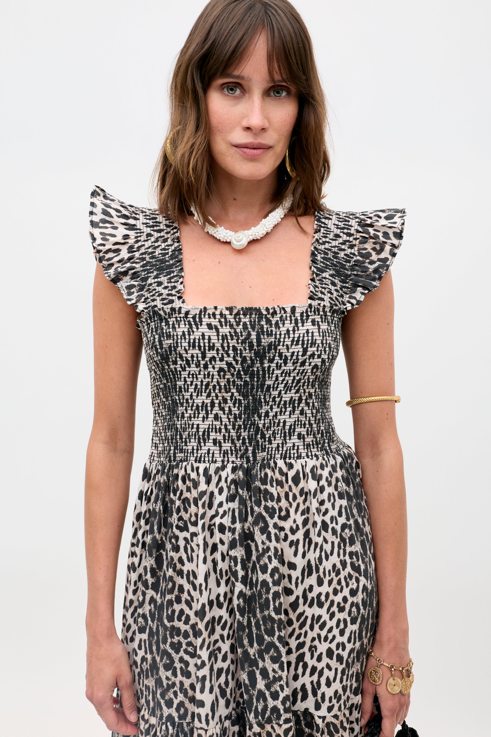 Kendall Cotton Midi Dress in Brown Nina Leopard Mocha | RIXO USA ⋆