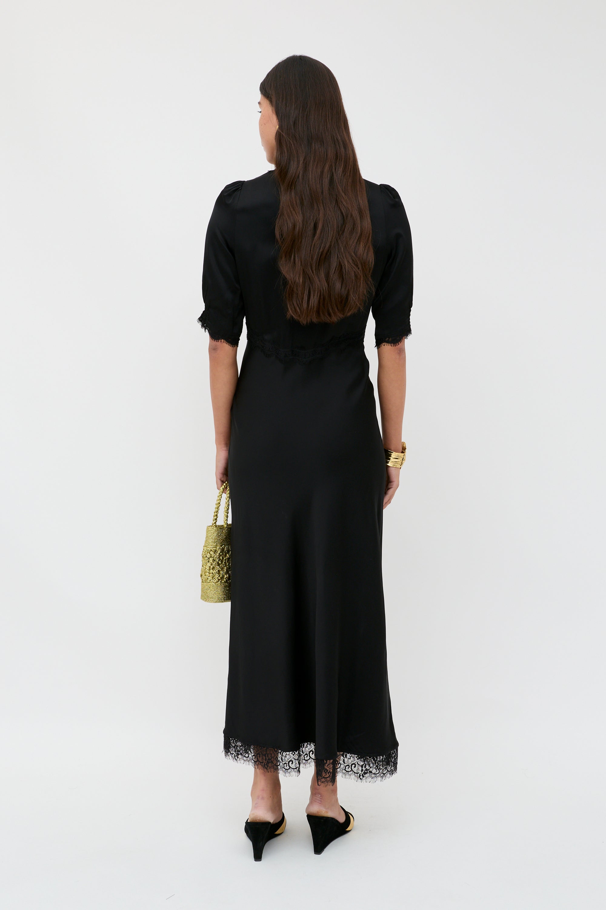 RIXO Annina Satin Midi Black RIXO Annina Satin Midi Black