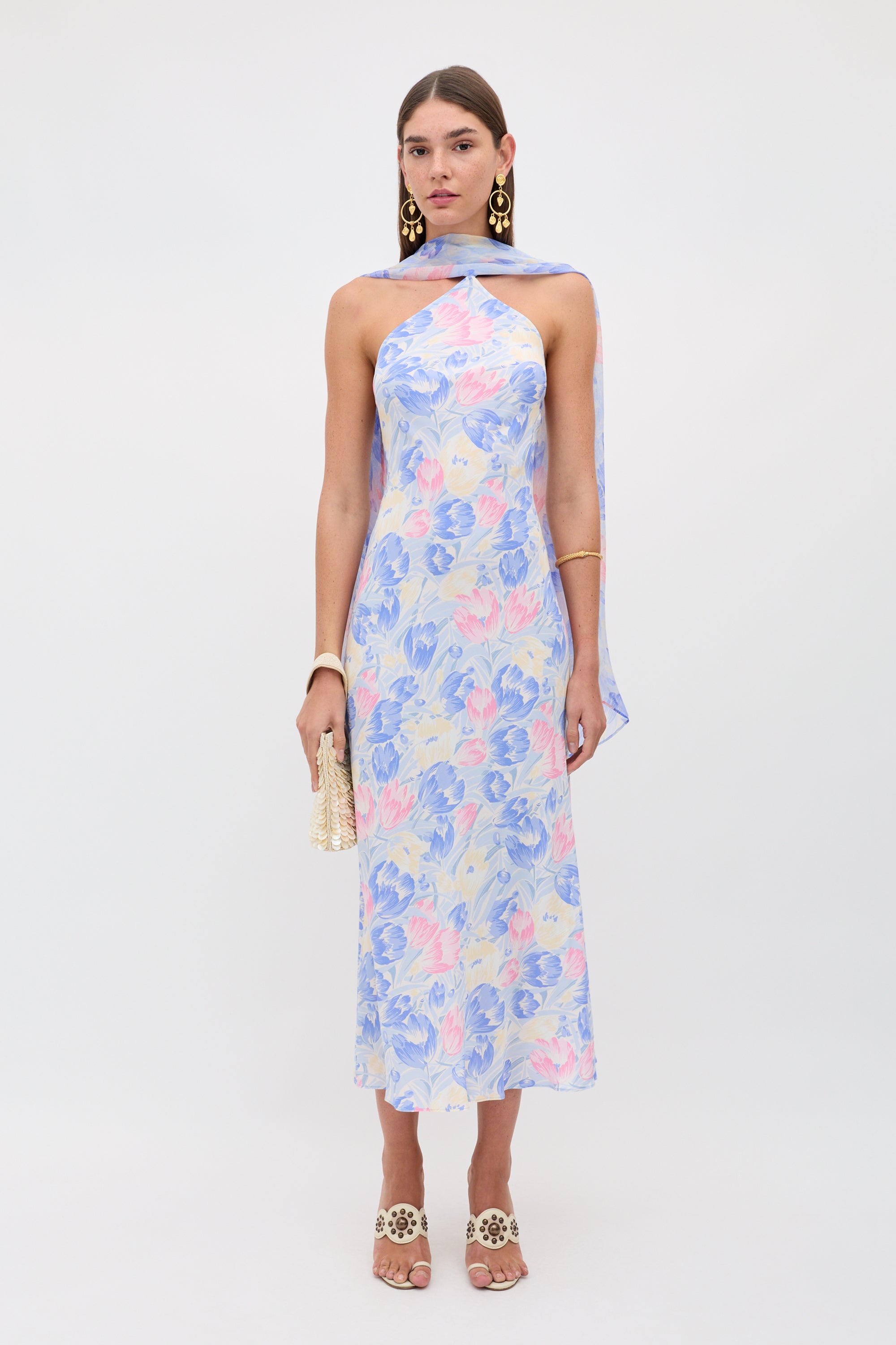 Hayley Midi Dress in Tulip Fields Blue | RIXO USA Hayley Midi Dress in Tulip Fields Blue | RIXO USA