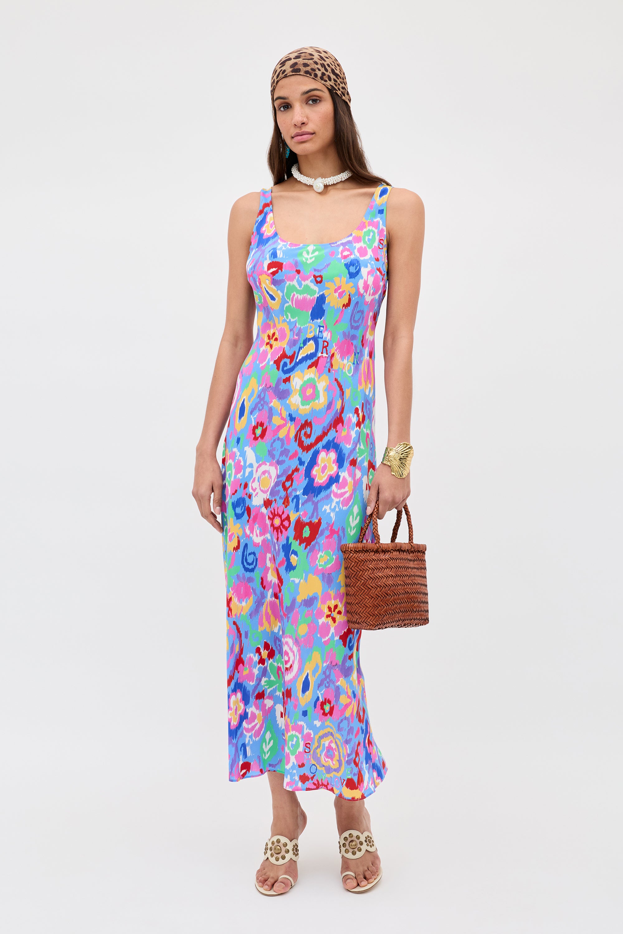 Bondi Silk Midi Dress in Purple Ikat Bloom Lilac