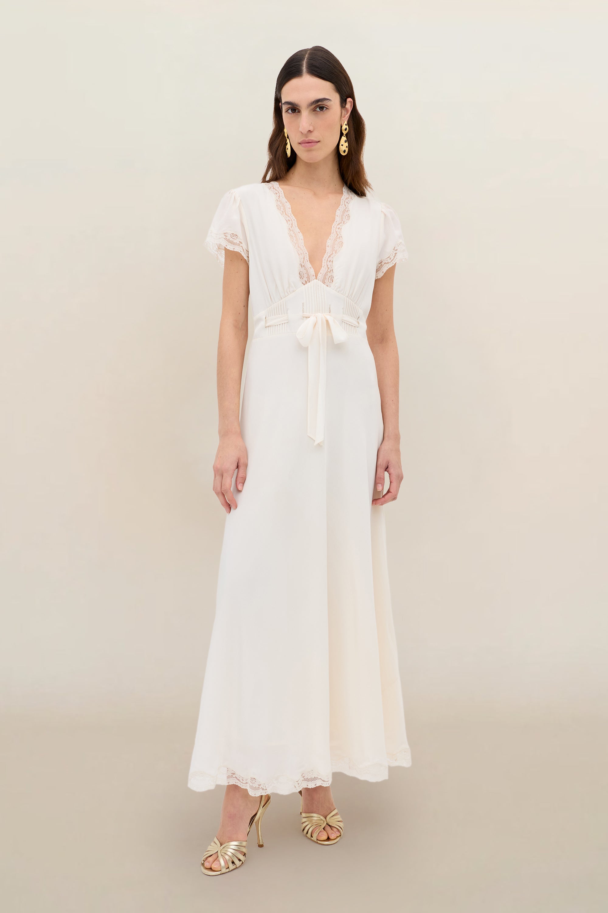 Marlice Silk Midi Dress in Cream Pearl | RIXO USA ⋆