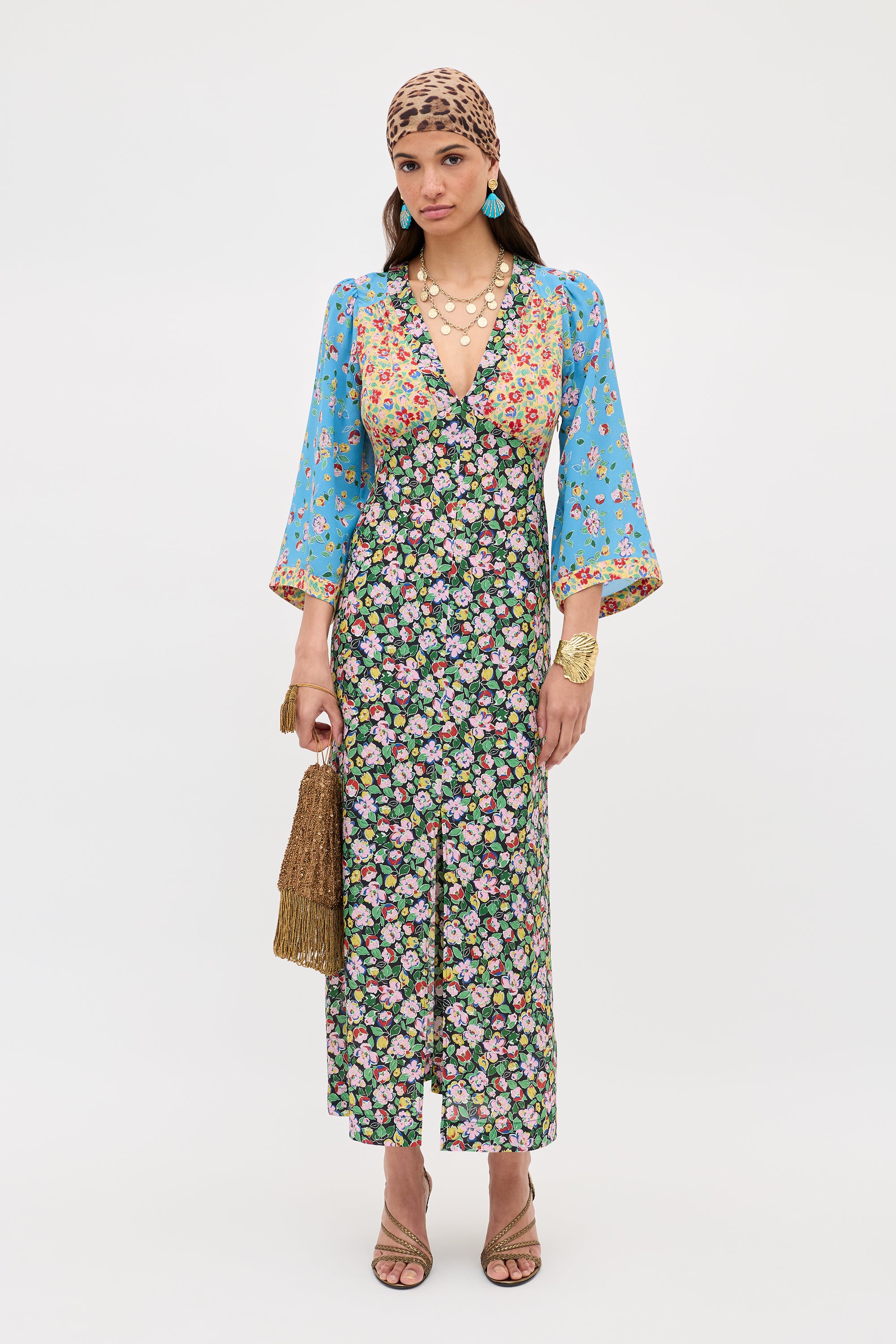 Dahlia Silk Midi Dress in Jeannie Mix Multi | RIXO USA ⋆
