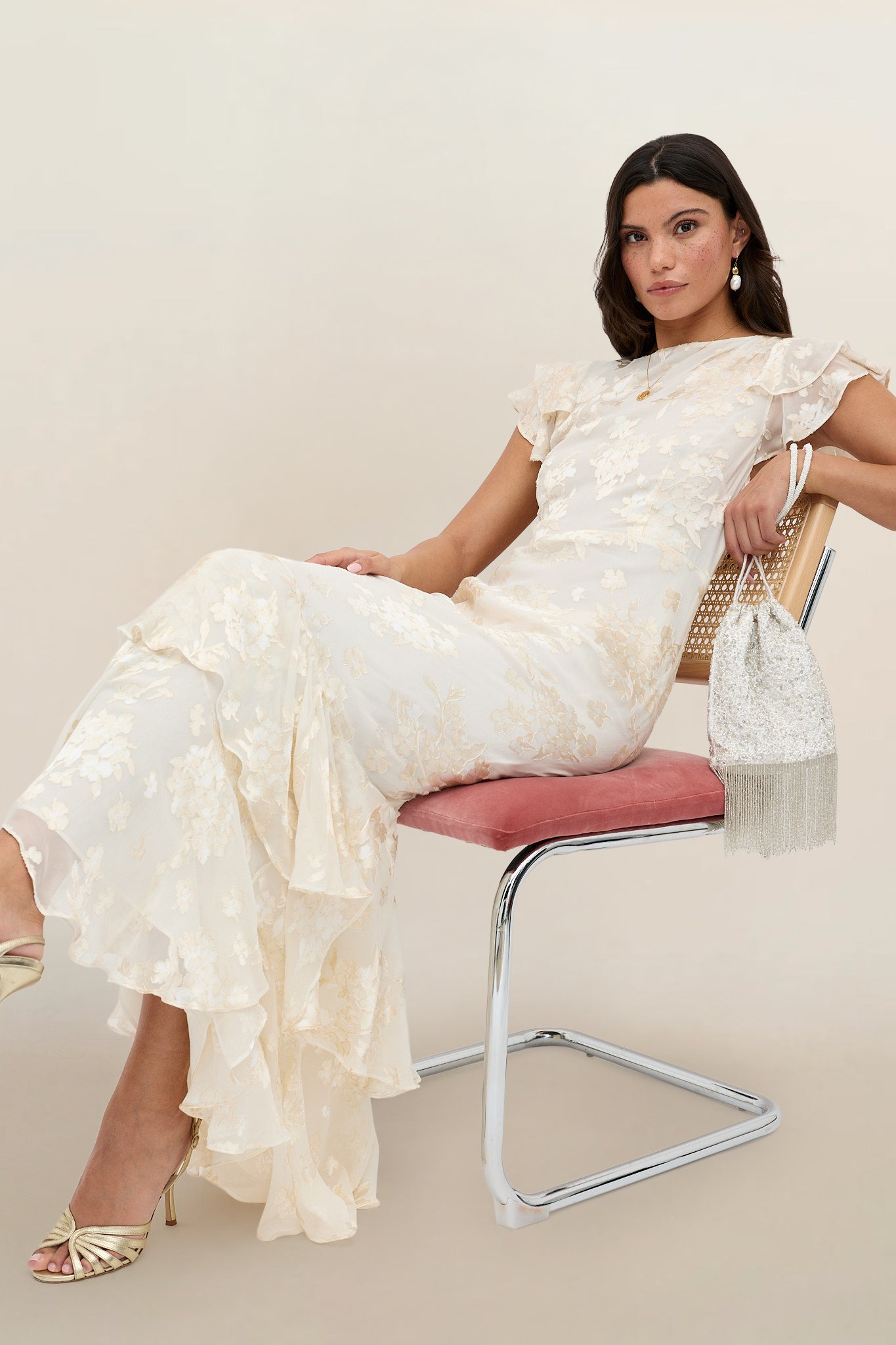 Ordinia Silk-Satin Devor Gown in Bouquet Devor Cream | RIXO USA Ordinia Silk-Satin Devor Gown in Bouquet Devor Cream | RIXO USA