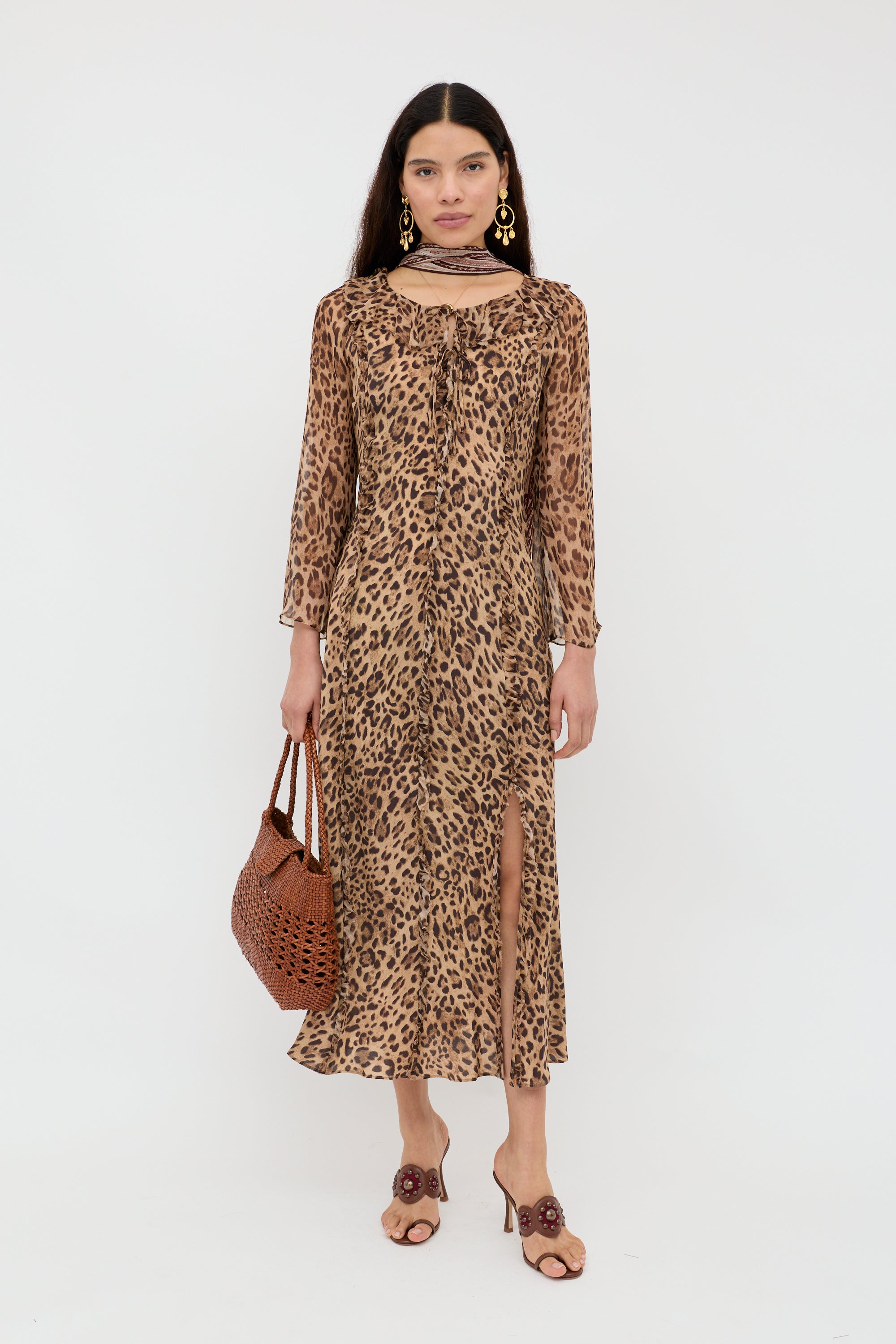 beige brown leopard print dress with sleeves Brown Leopard Print Long Sleeve Ruched Mesh Mini Dress AX Paris – She  Selected