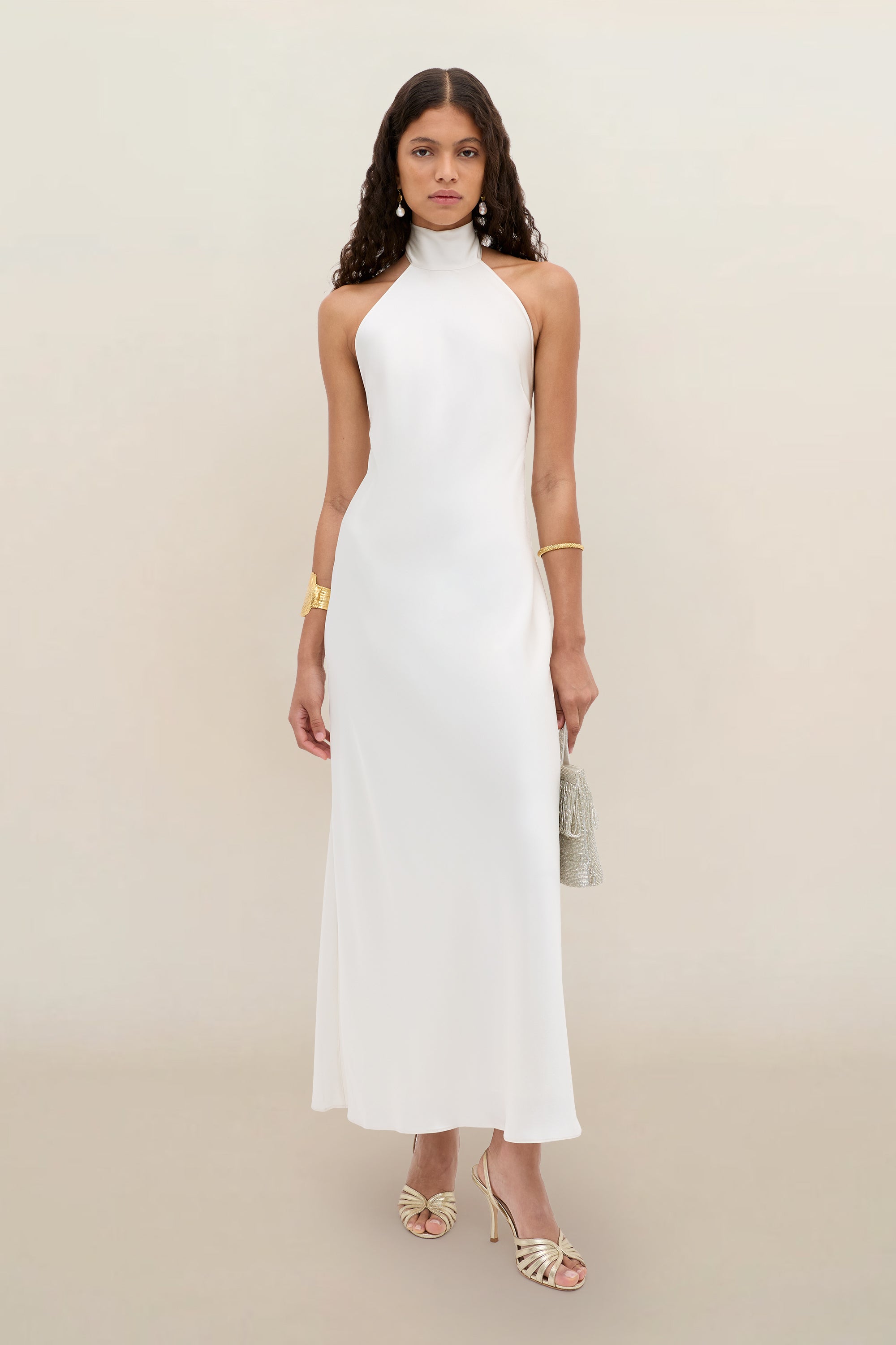 Arista Satin Gown in Ivory Pearl | RIXO USA Arista Satin Gown in Ivory Pearl | RIXO USA