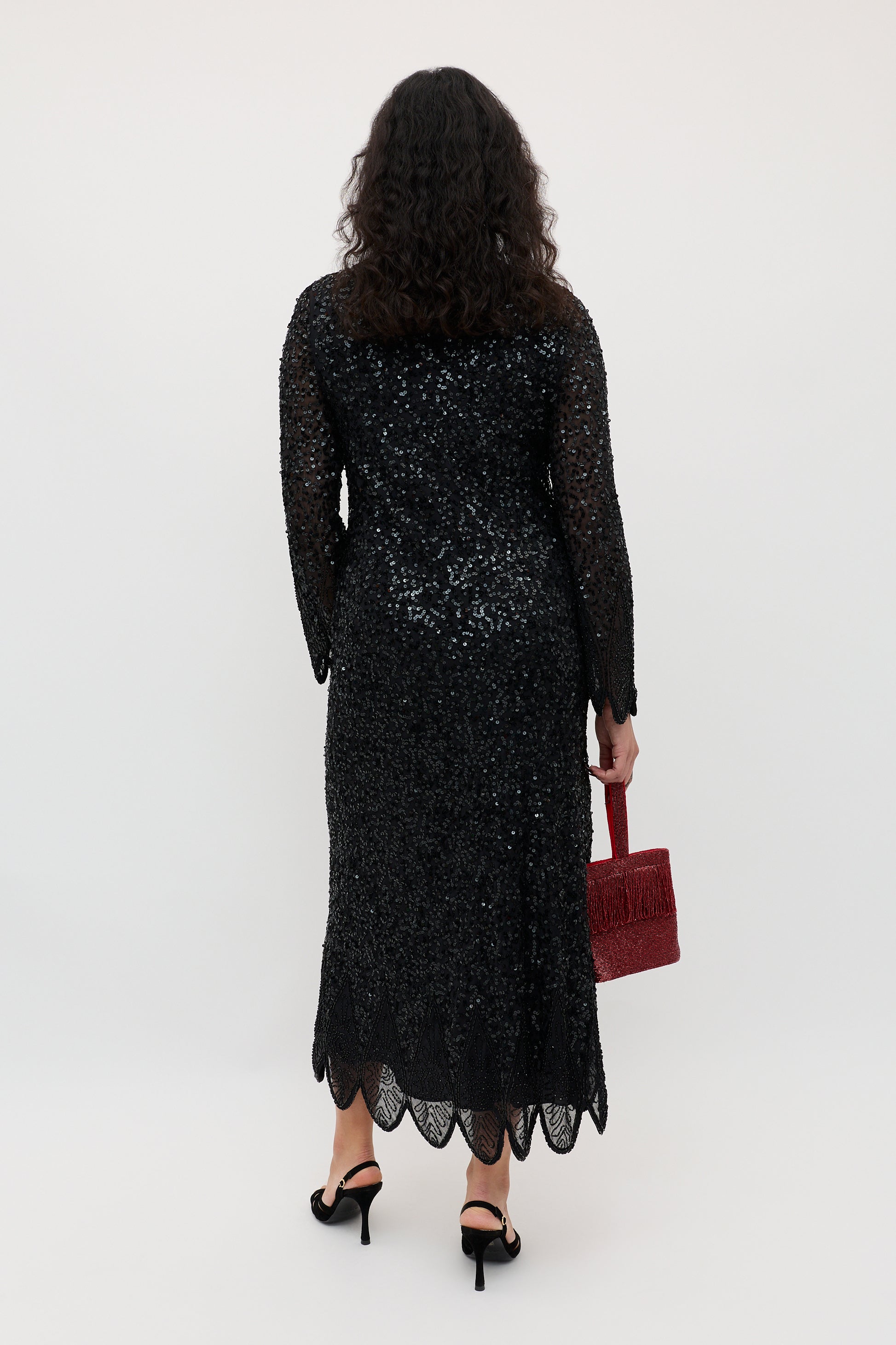 RIXO Noraya Embellished Midi Florence Embellishment Antique Black RIXO Noraya Embellished Midi Florence Embellishment Antique Black