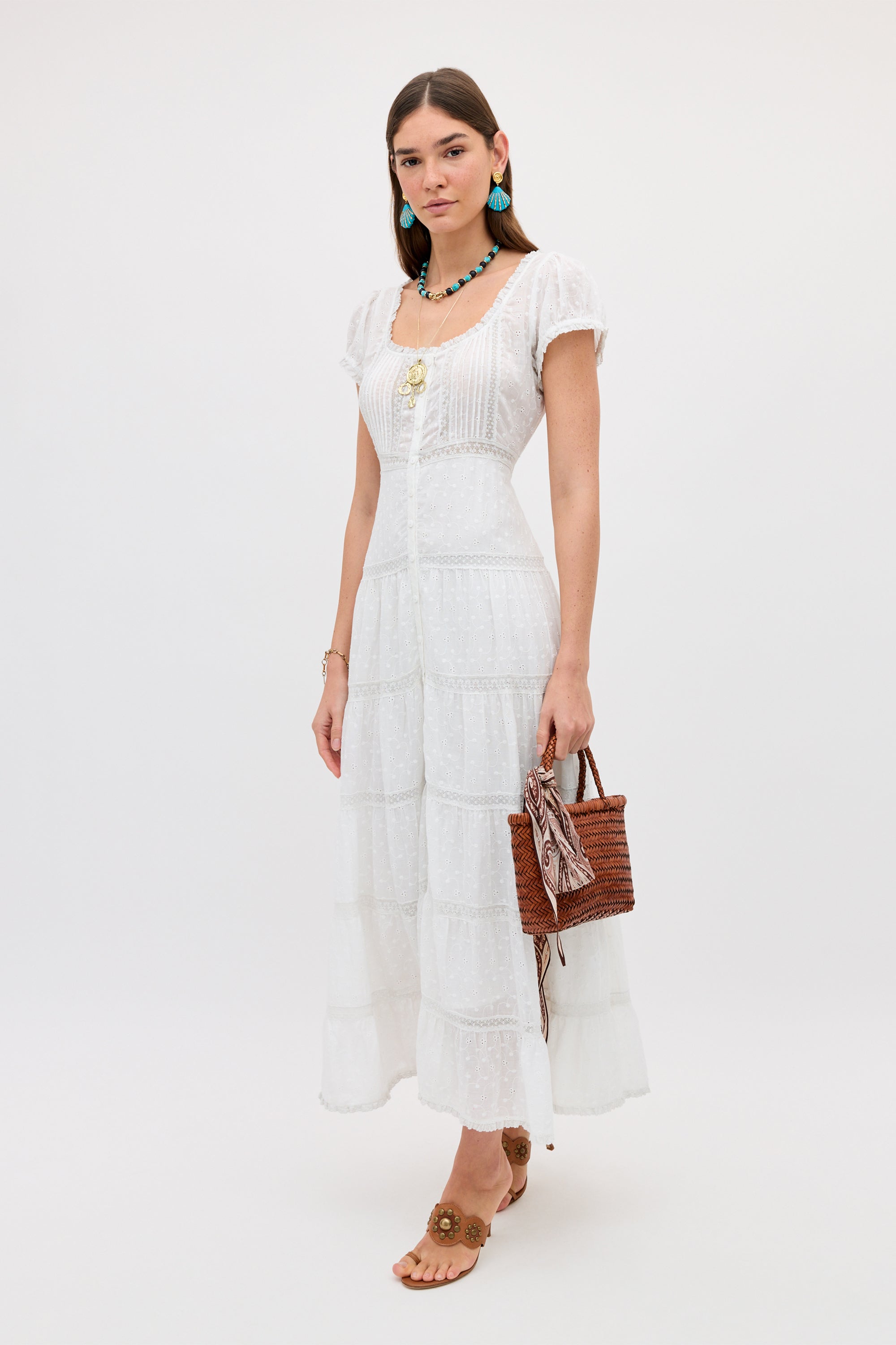 RIXO Jaclyn Cotton Midi Ivory RIXO Jaclyn Cotton Midi Ivory