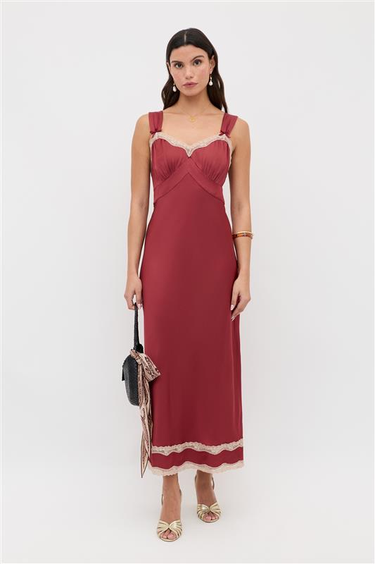 RIXO Lucie Satin Midi Rose RIXO Lucie Satin Midi Rose