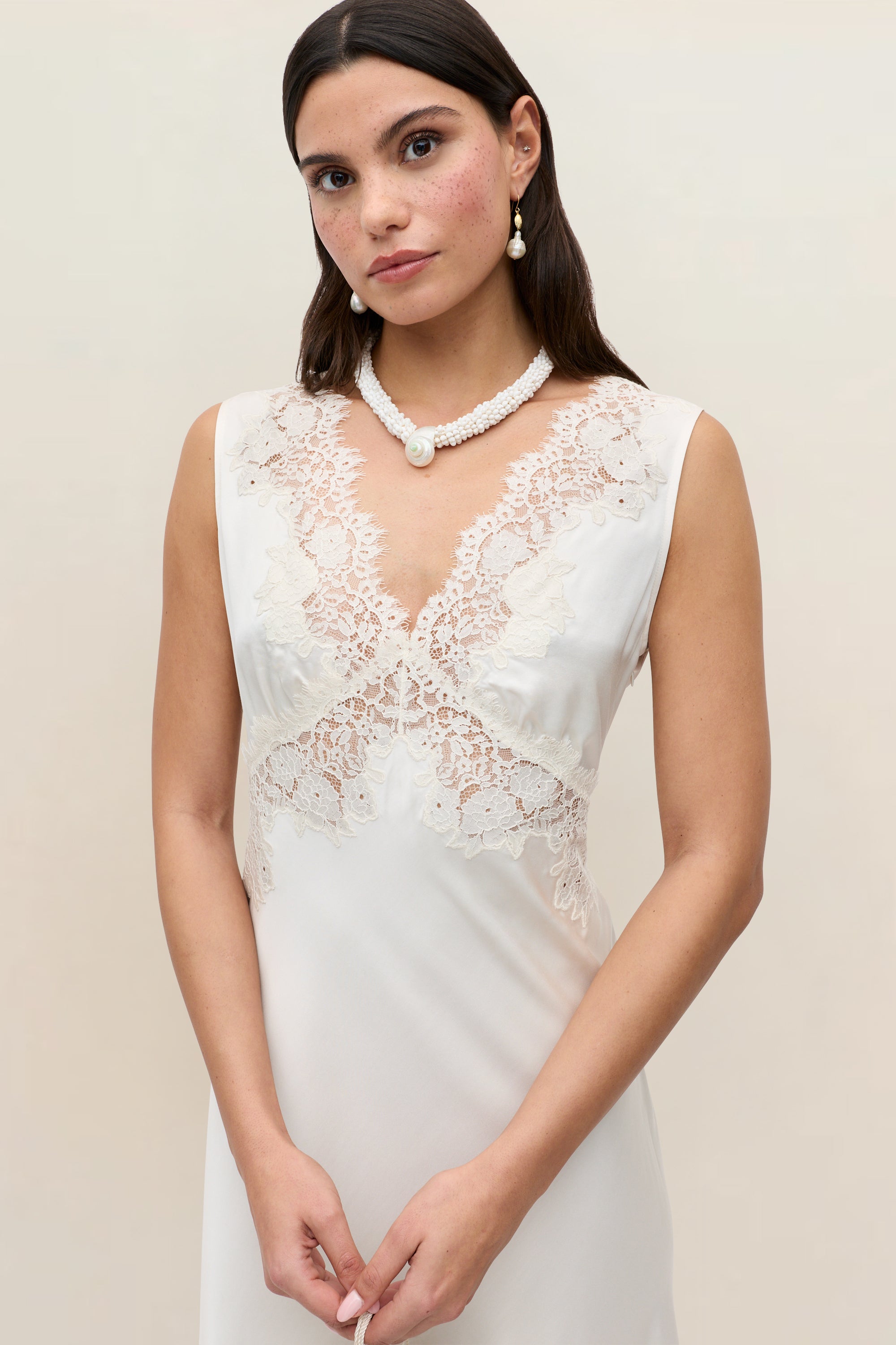 Azzurra Satin Gown in Ivory Pearl | RIXO USA ⋆