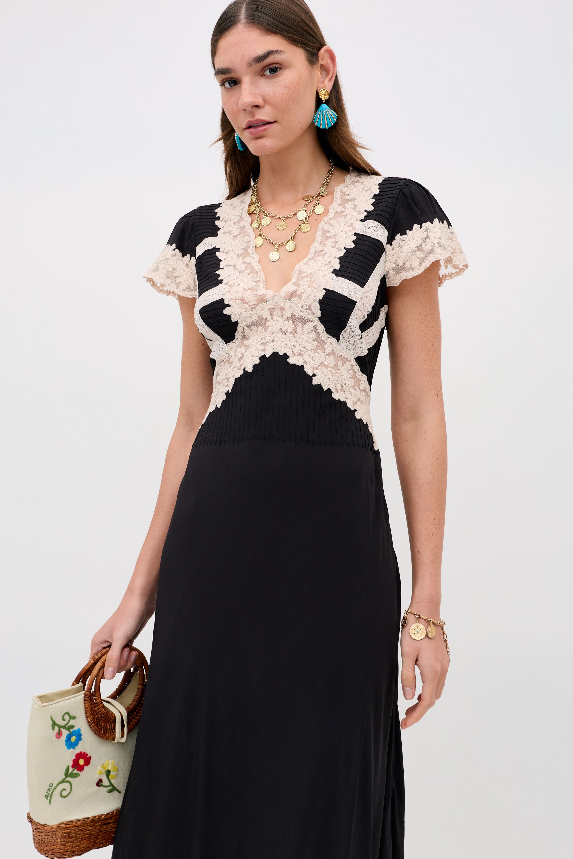 RIXO Martina Midi Black