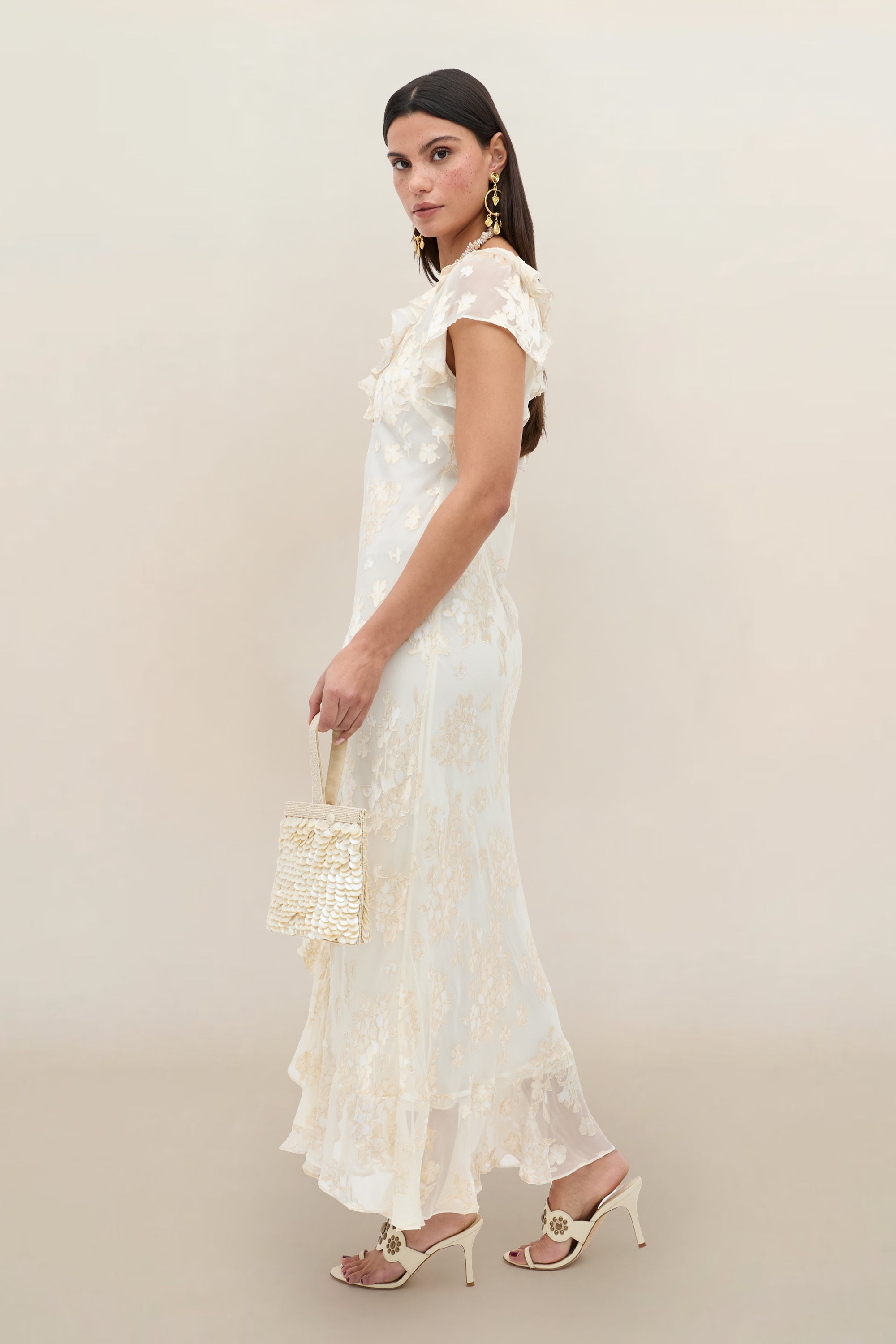 RIXO Bridal Meadow Silk-Satin Devoré Midi