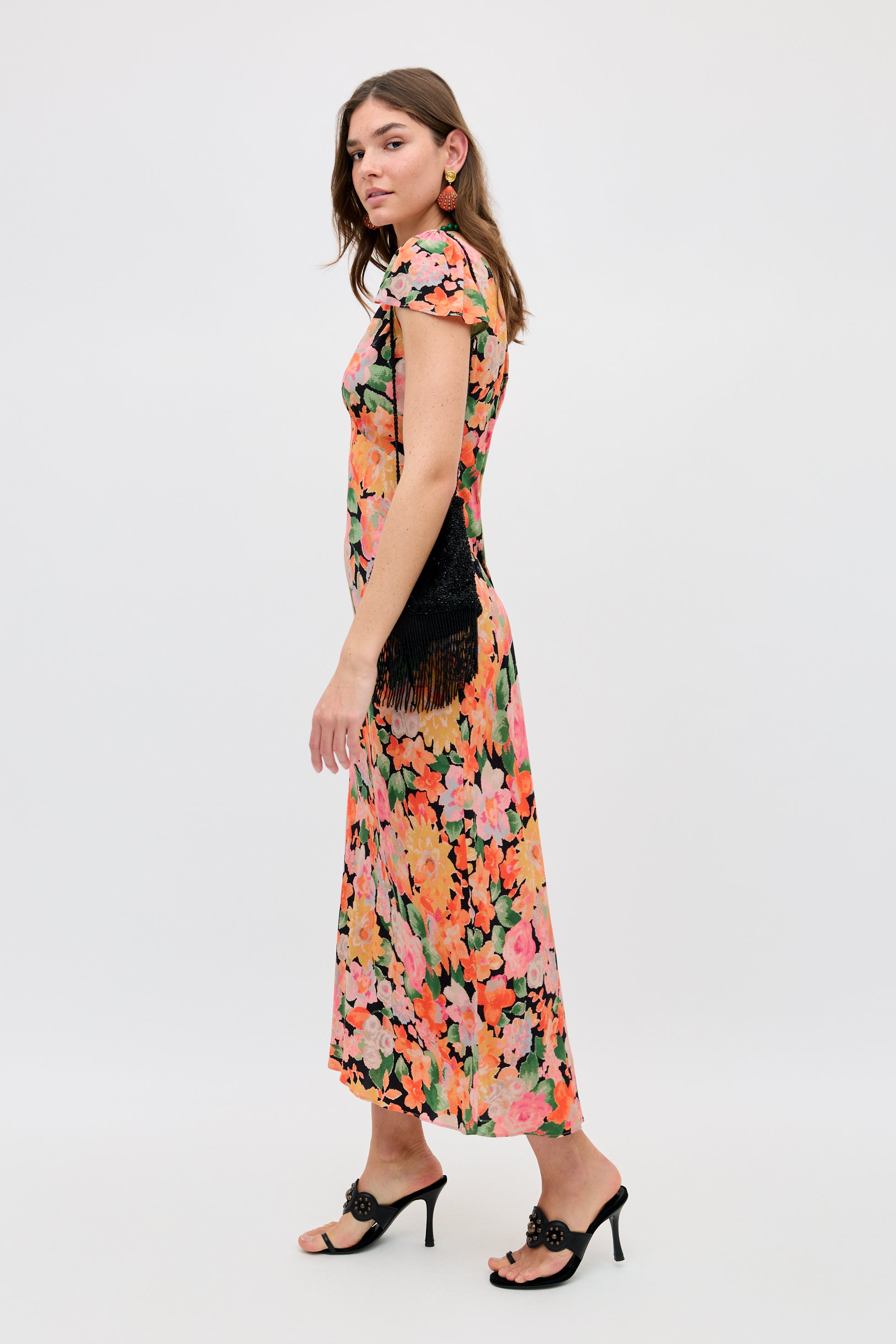 editorial cover floral maxi dress Andréa cut-out floral-print pleated maxi dress S / Yellow