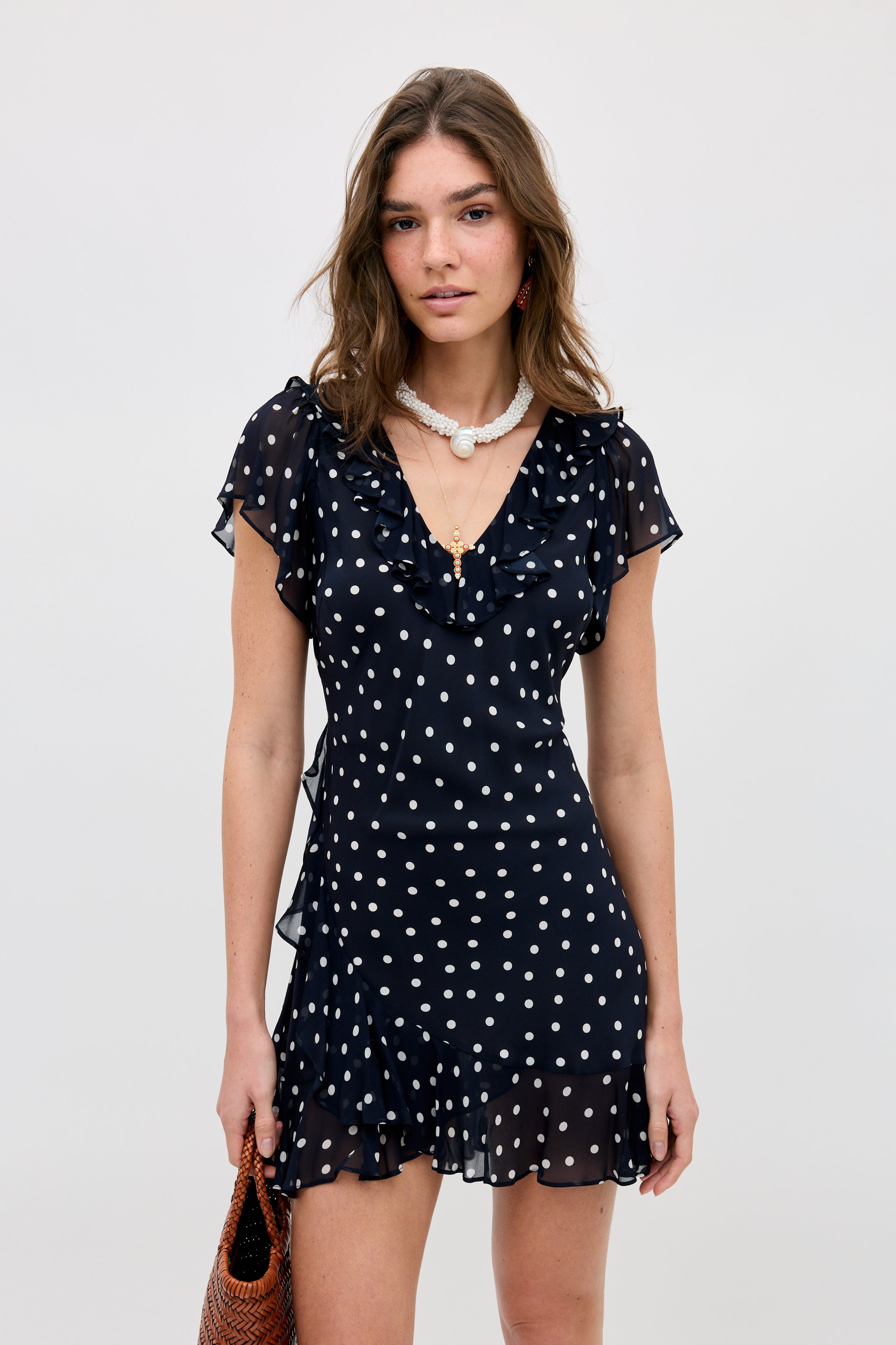 Tally Silk Mini Dress in Layla Dot Navy | RIXO USA ⋆