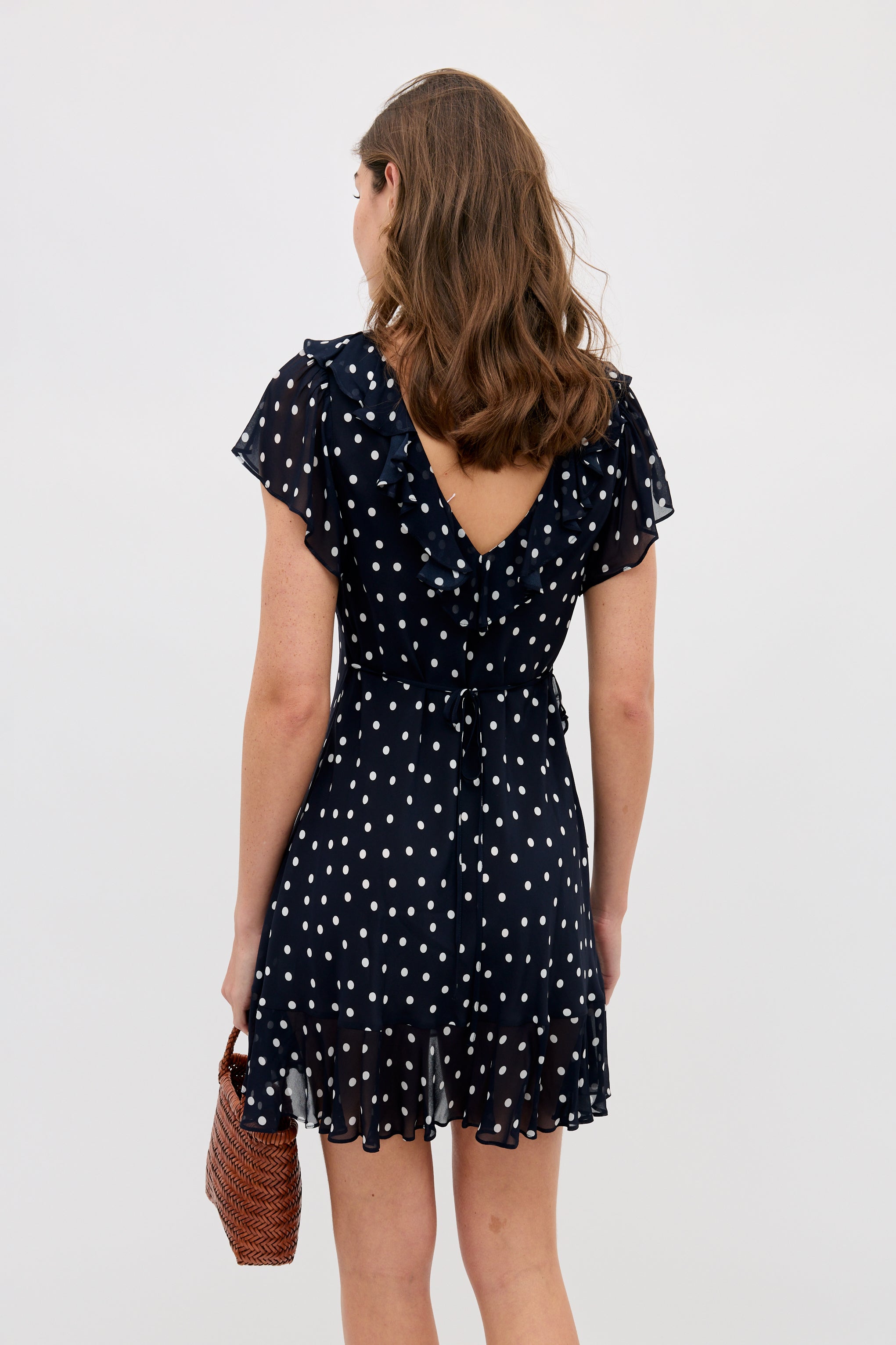 Tally Silk Mini Dress in Layla Dot Navy | RIXO USA ⋆