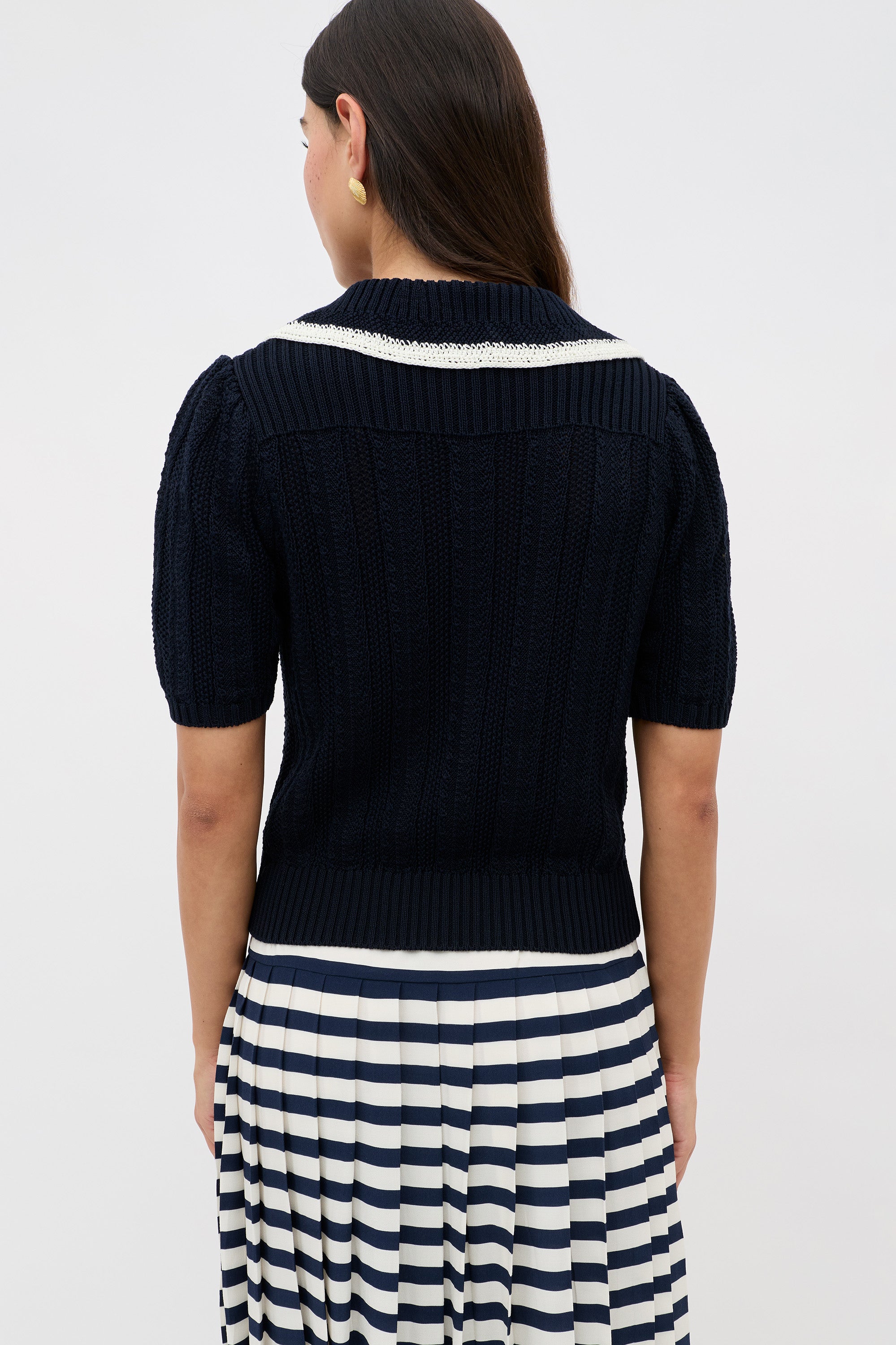 Pippa Knitted Top in Deep Navy | RIXO USA ⋆