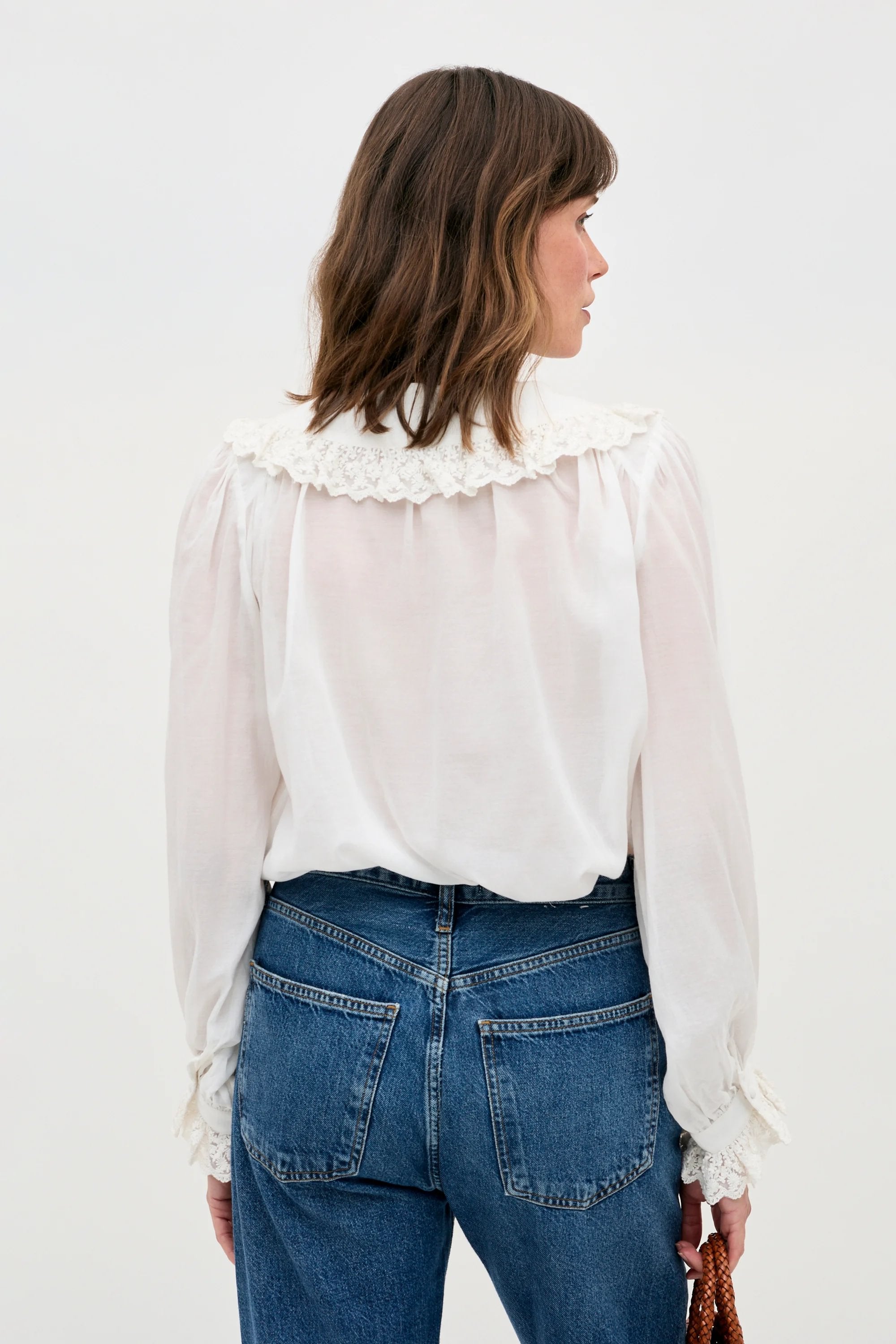 【美品】LIten リテン　Sucre Frill Blouse ホワイト Milia Cotton Blouse in White | RIXO USA ⋆