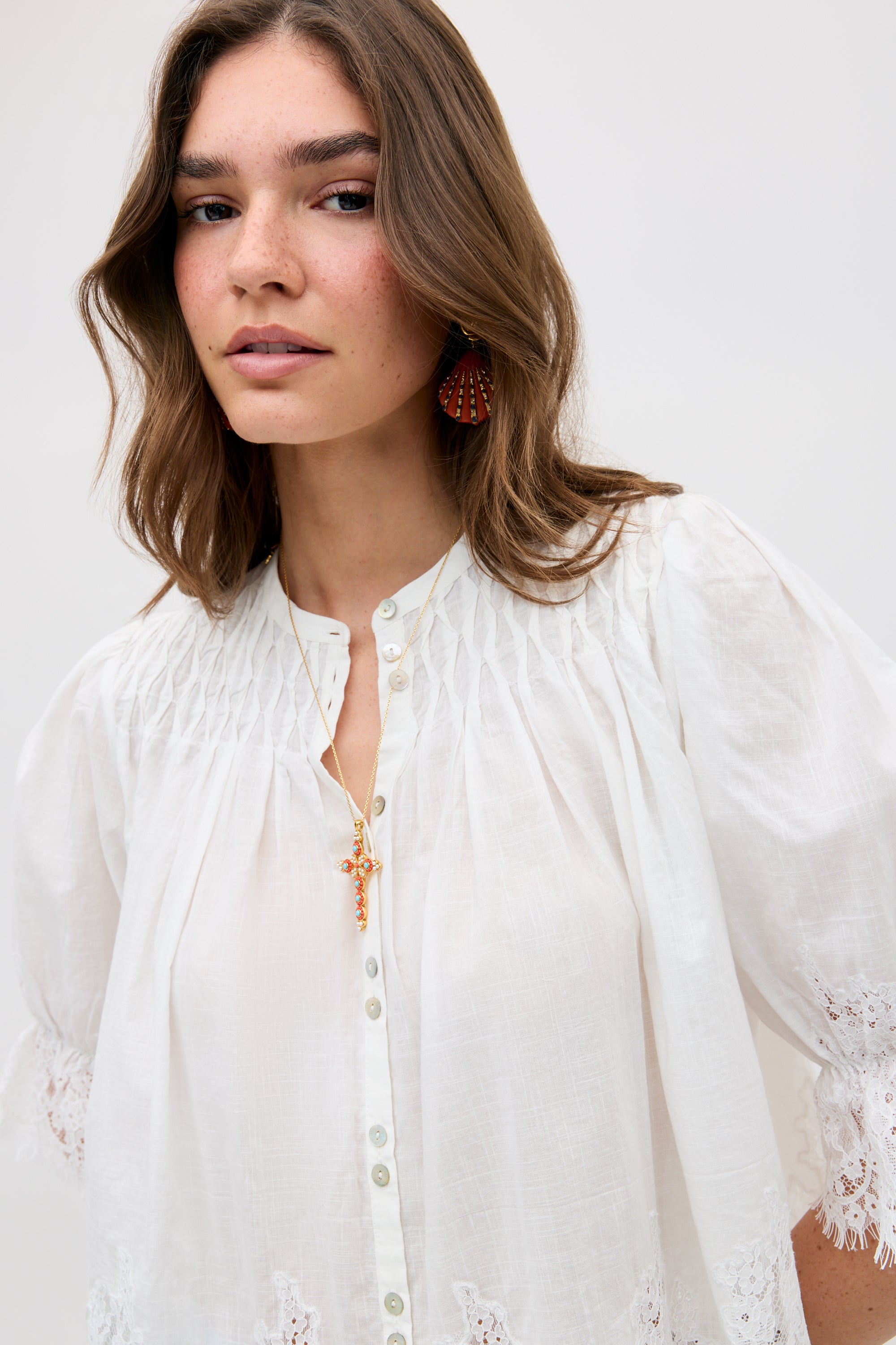 Erika Cotton Blouse in White Ivory | RIXO USA ⋆