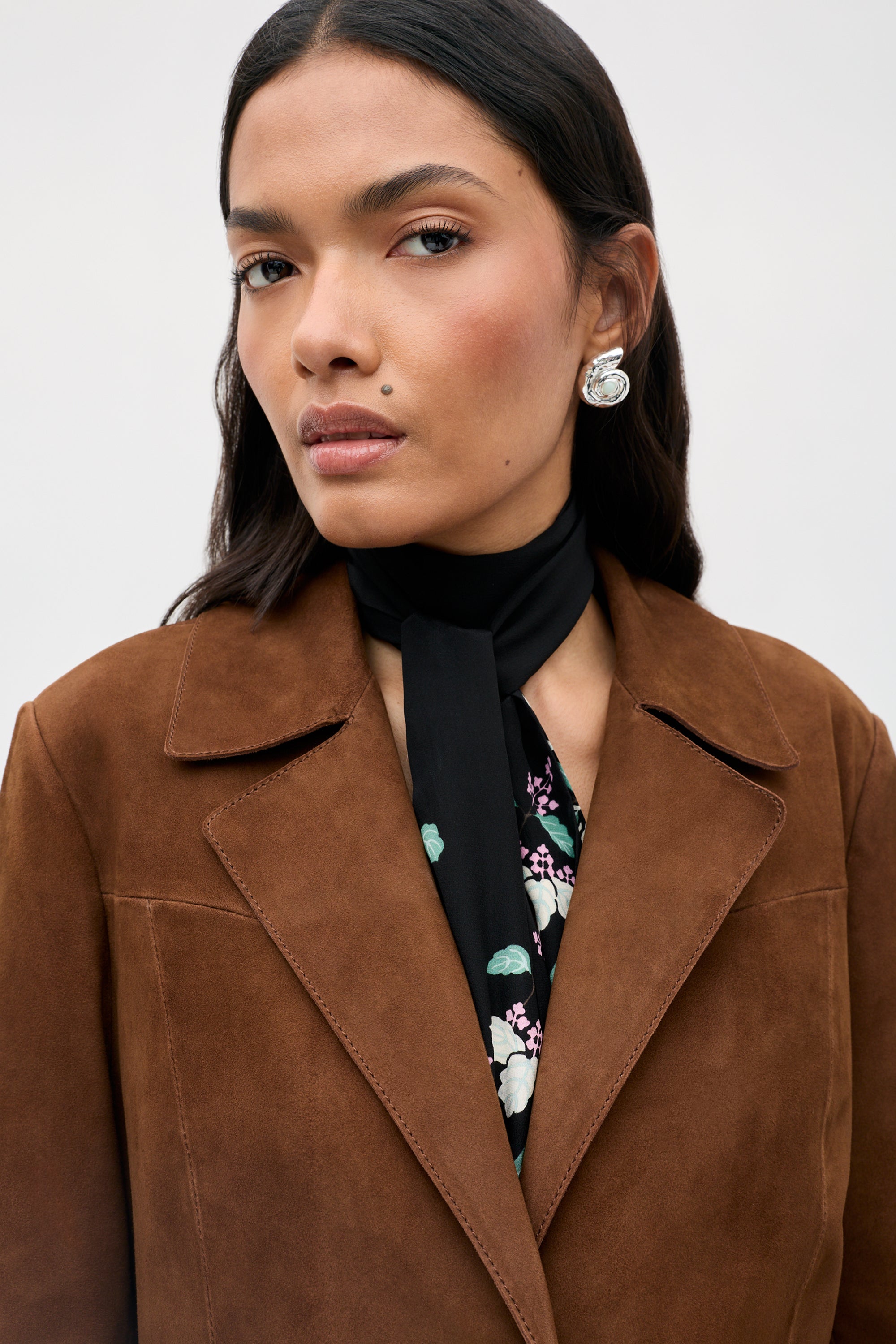 Lainey Suede Jacket in Brown Chestnut | RIXO ⋆