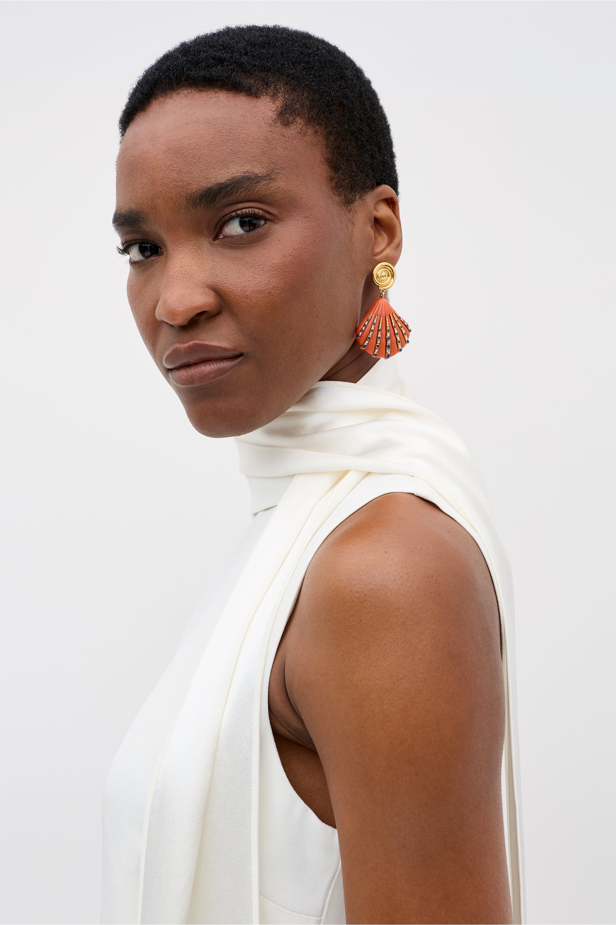 Hermione Silk Scarf in Ivory Satin Back Silk Crepe | RIXO USA ⋆