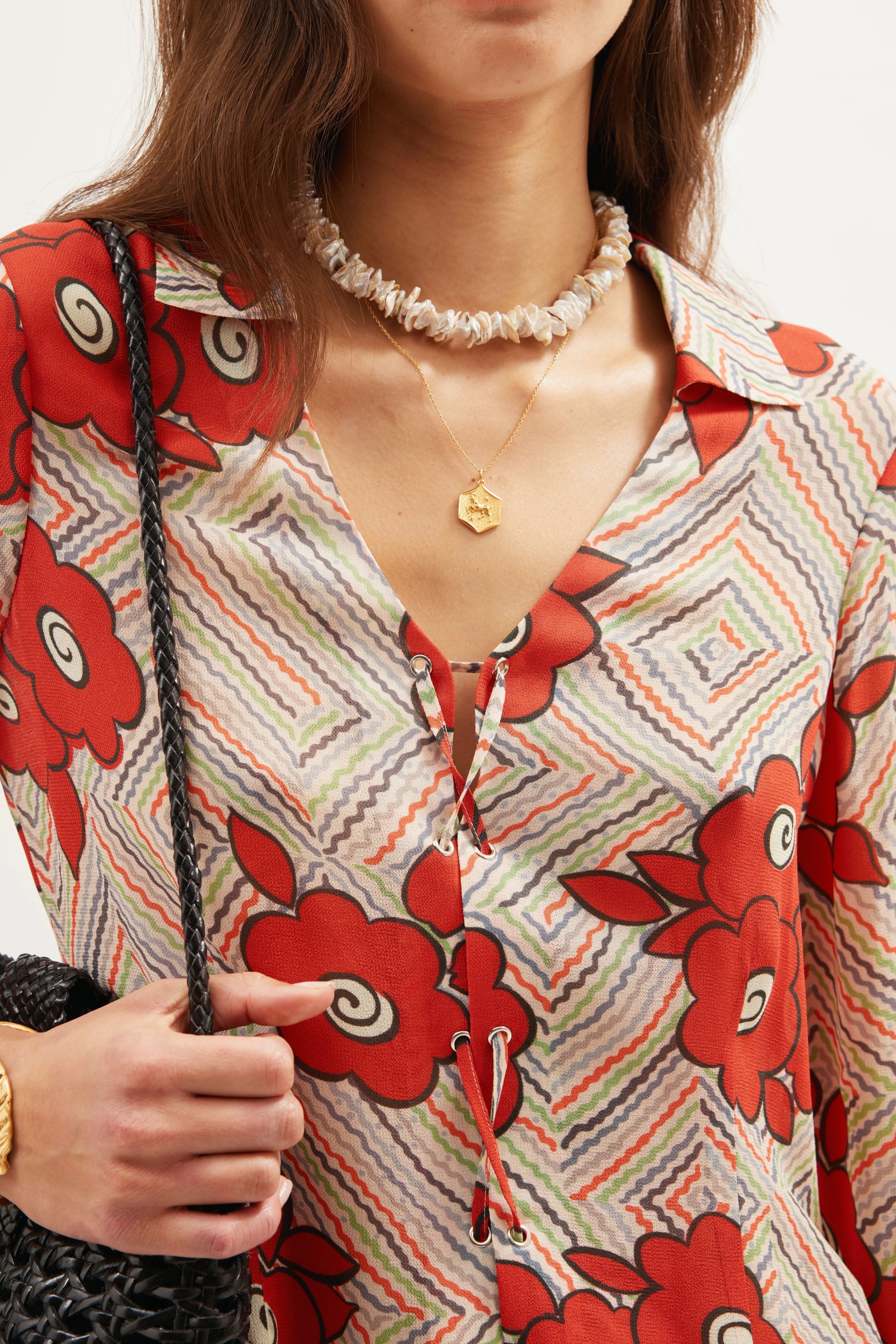 Henny Blouse in Red Milos Floral Cream | RIXO USA ⋆
