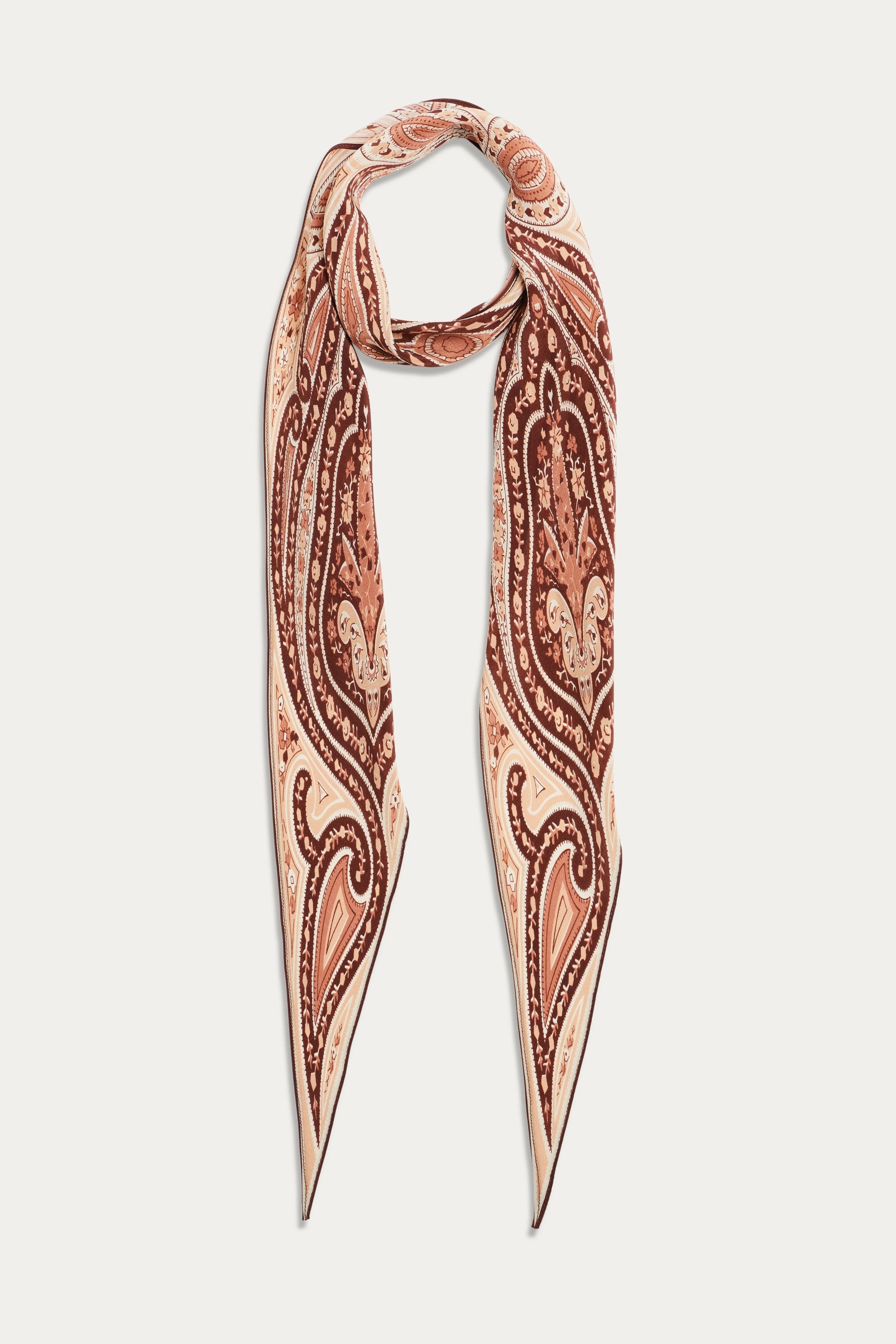 Nara Silk Scarf in Paisley Flora Brown - Main Image