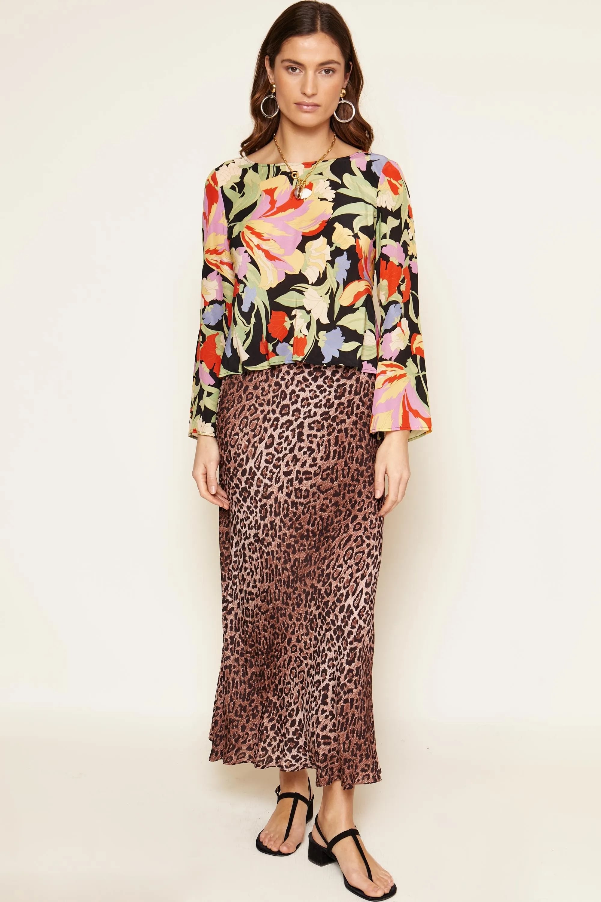 Verona Silk Top in Multi Cece Floral Black