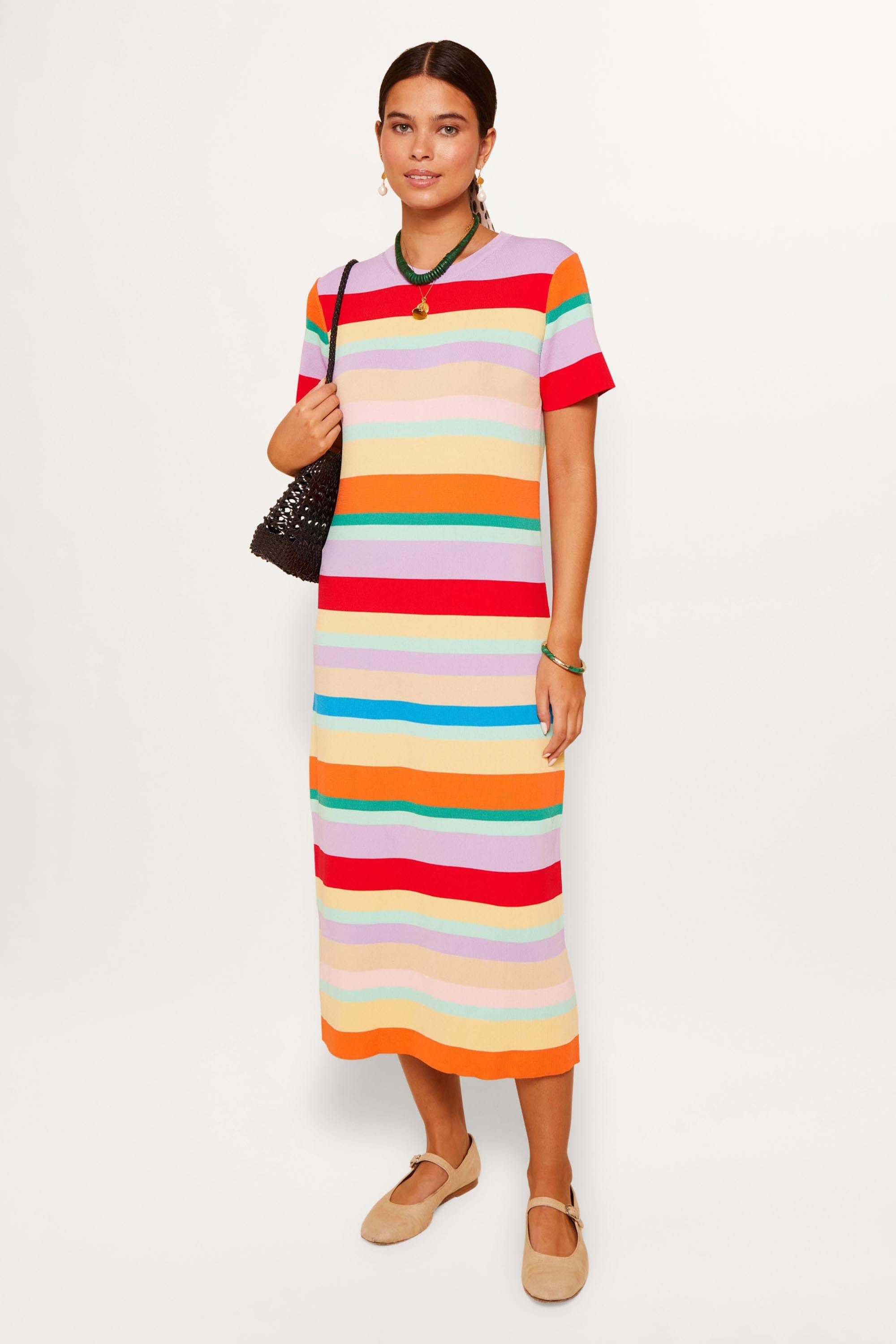 Duster Knitted Midi Dress in Multi | RIXO USA Duster Knitted Midi Dress in Multi | RIXO USA