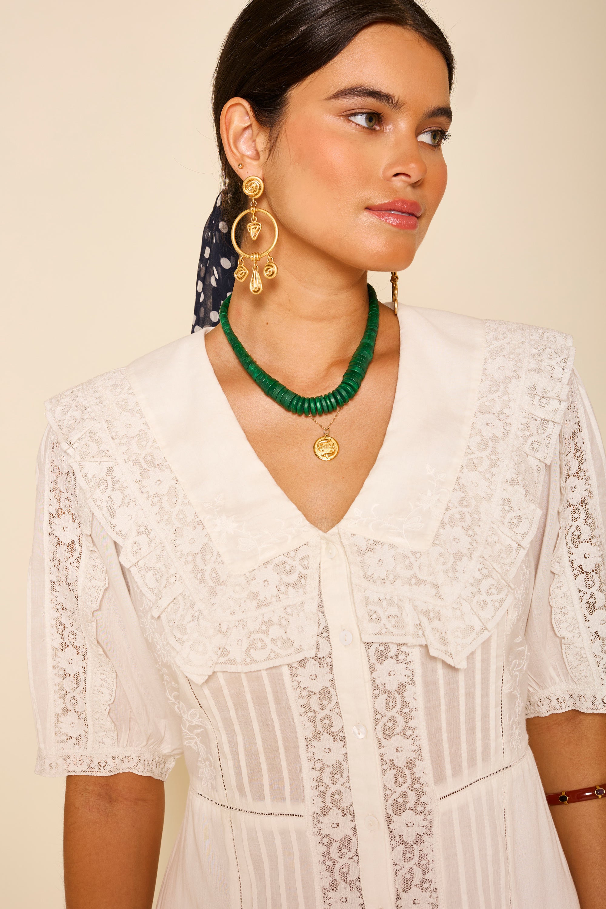 Edina - Pansy Embroidery White