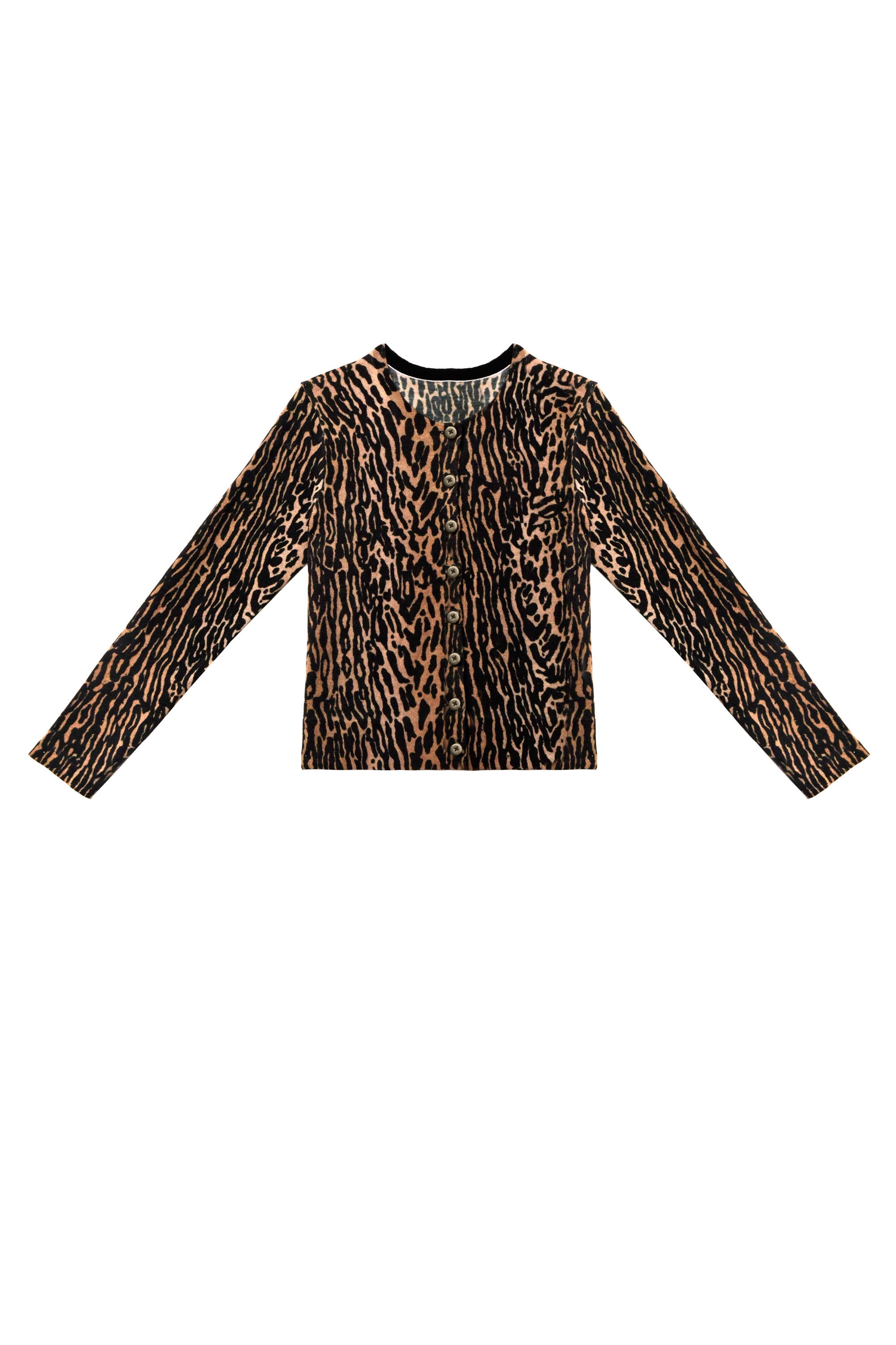 Peony Leopard Wool Cardigan in Bohemia Leopard Brown | RIXO USA ⋆
