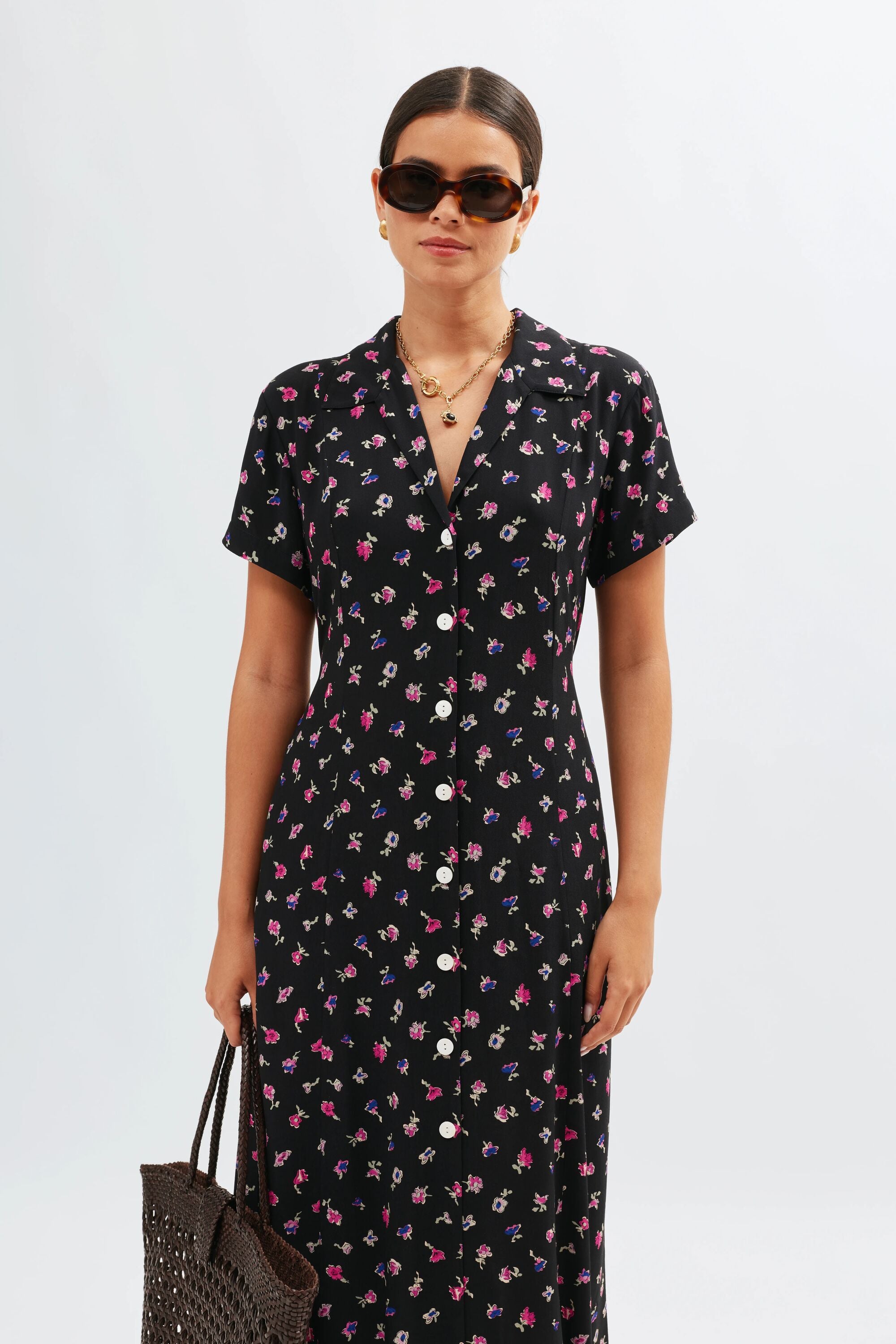 Florrie Midi Dress in French Ditsy Black | RIXO USA Florrie Midi Dress in French Ditsy Black | RIXO USA