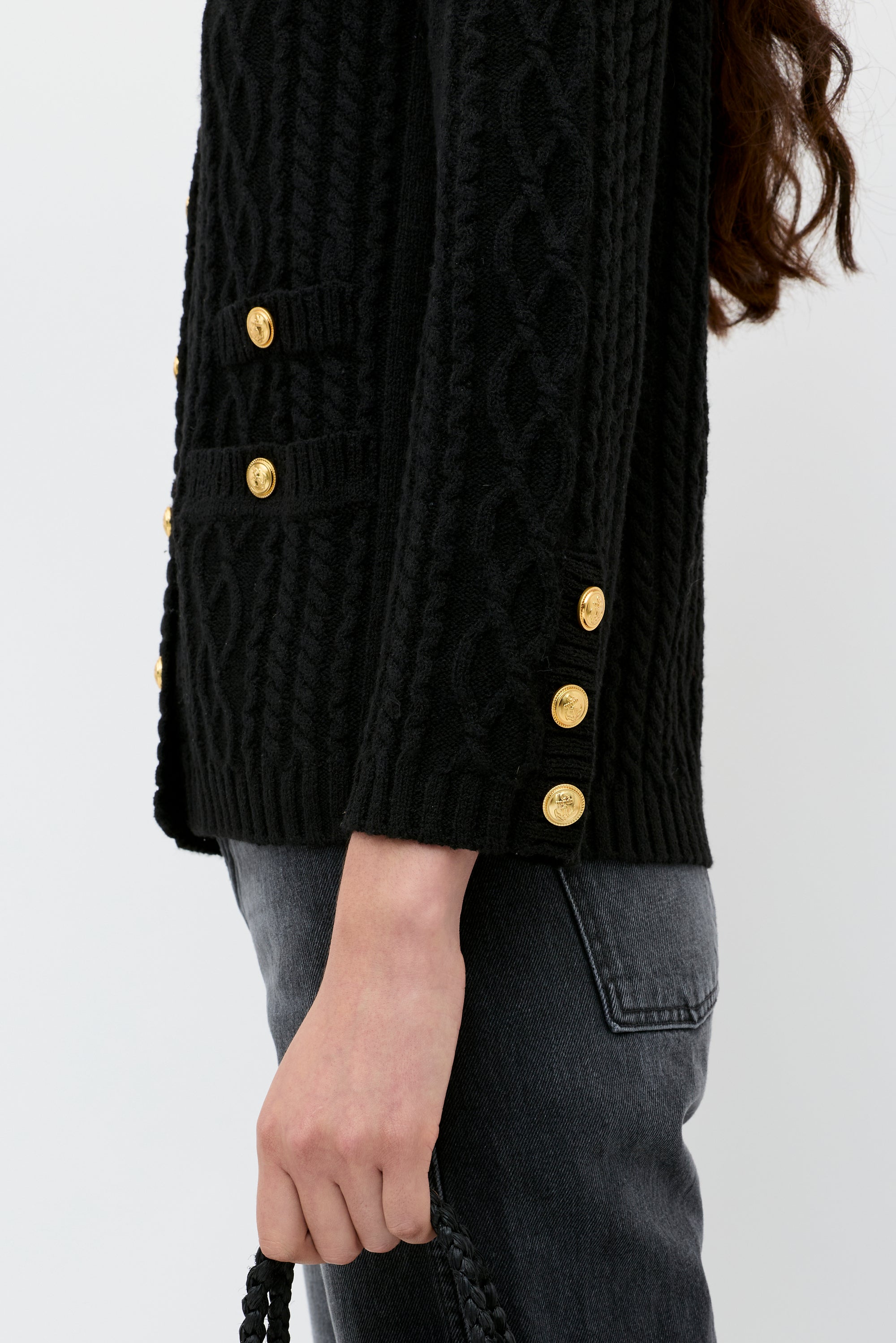 Maurya Wool-Blend Cardigan in Black | RIXO ⋆