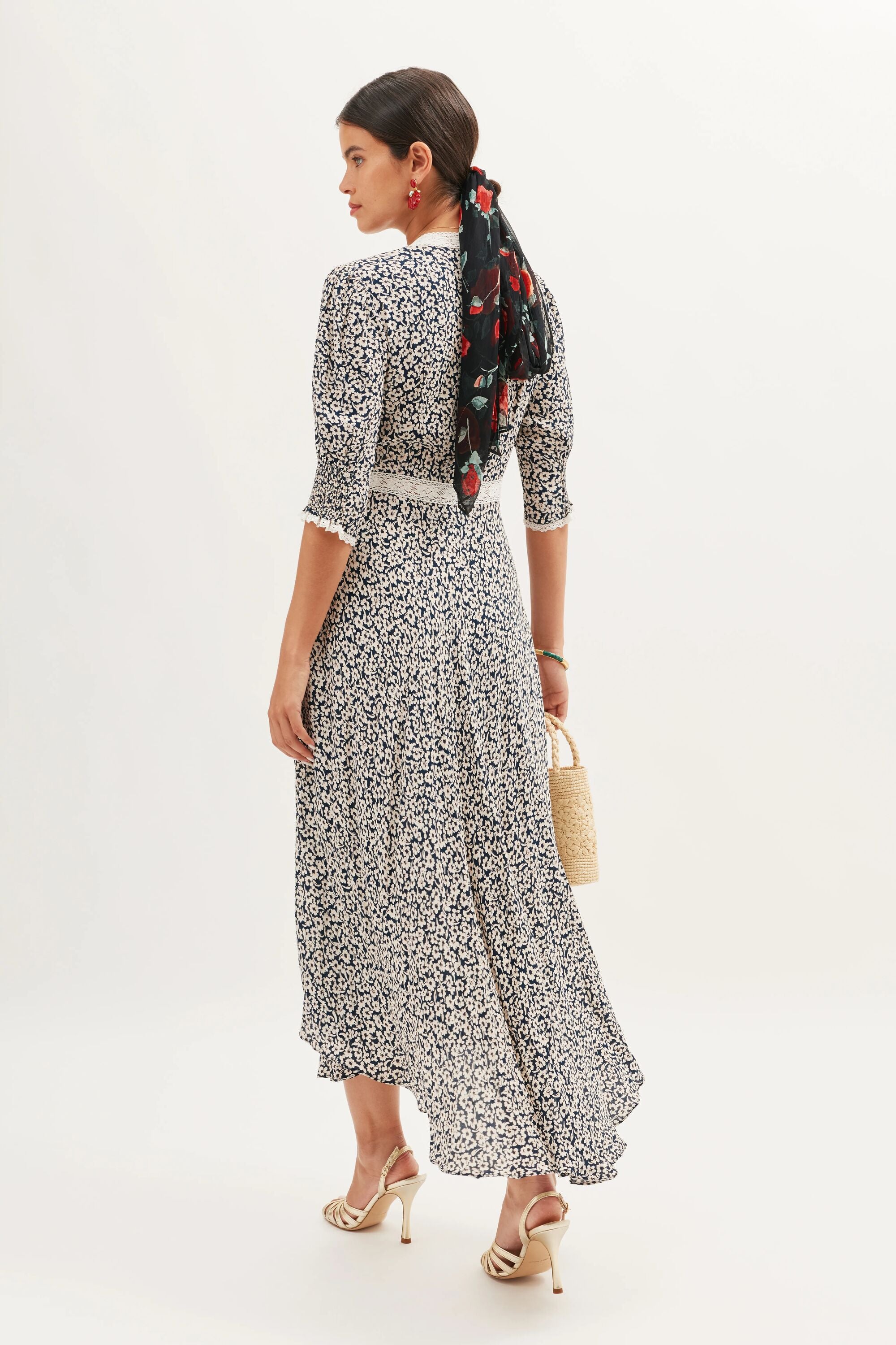 Amina Midi Dress in English Daisy Deep Navy | RIXO USA Amina Midi Dress in English Daisy Deep Navy | RIXO USA