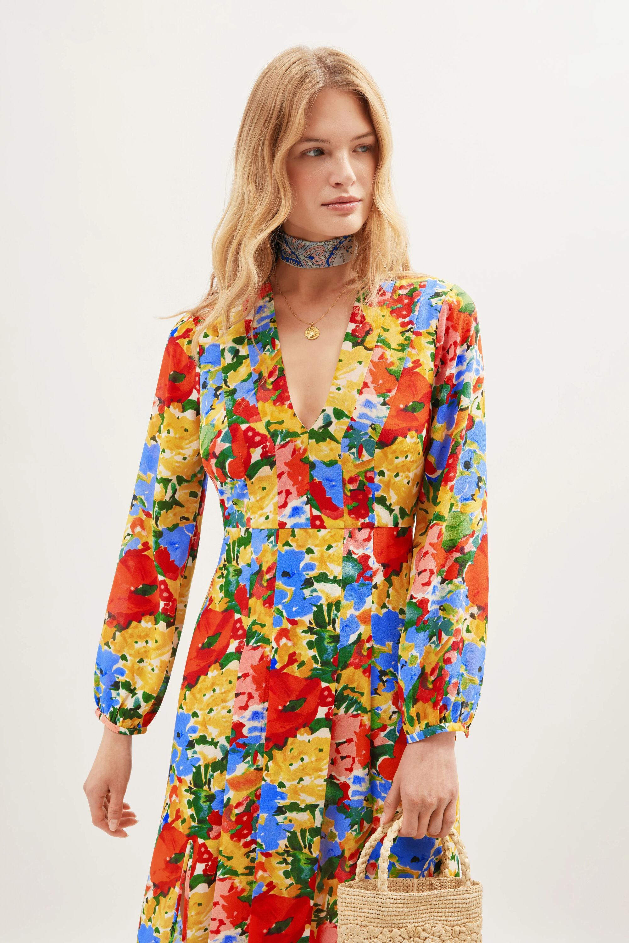 Camellia Midi Dress in Wedding Floral Multi