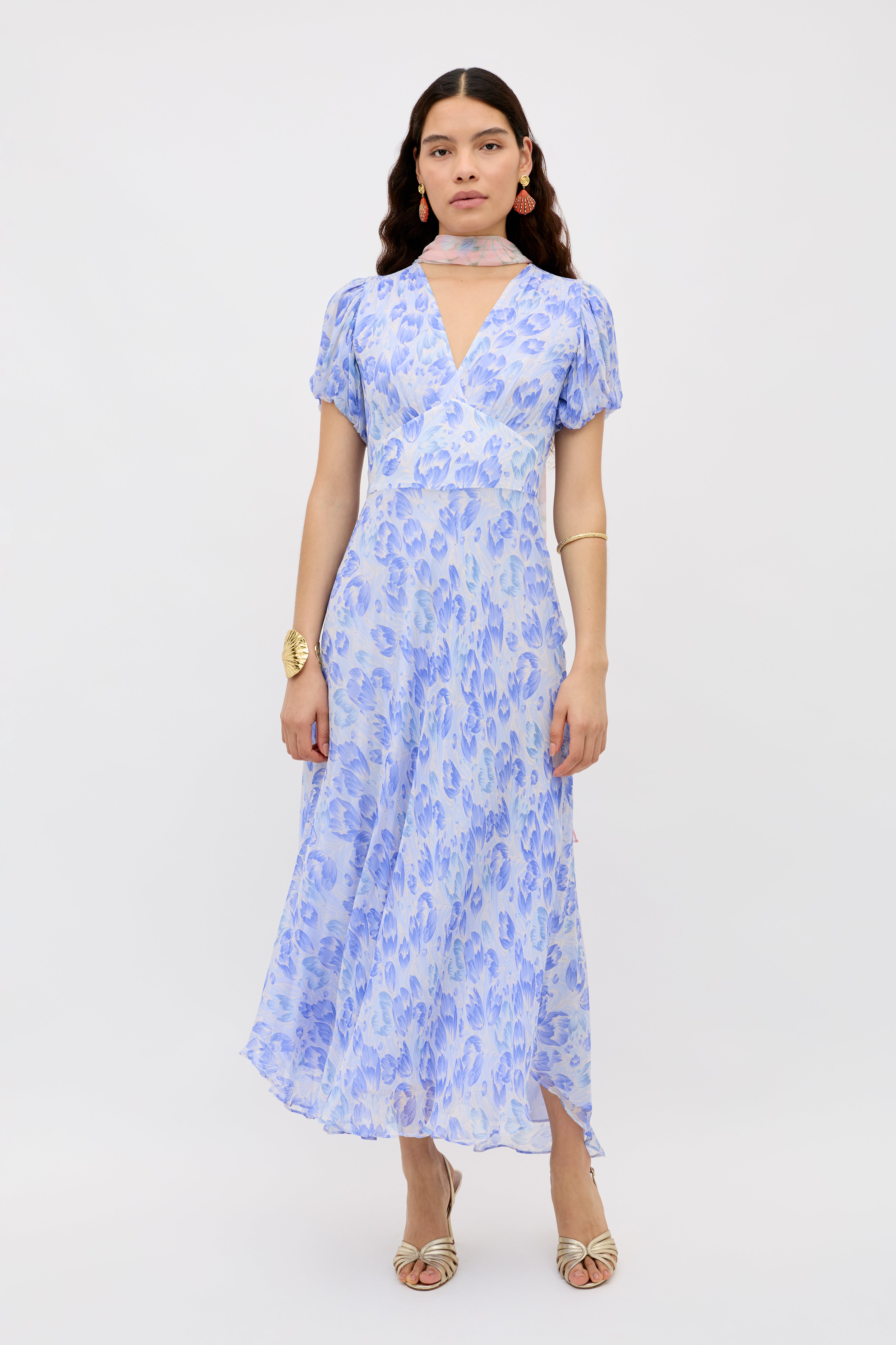 Corrine Chiffon Dress in Tulip Fields Cornflower Blue RIXO ⋆ — free download