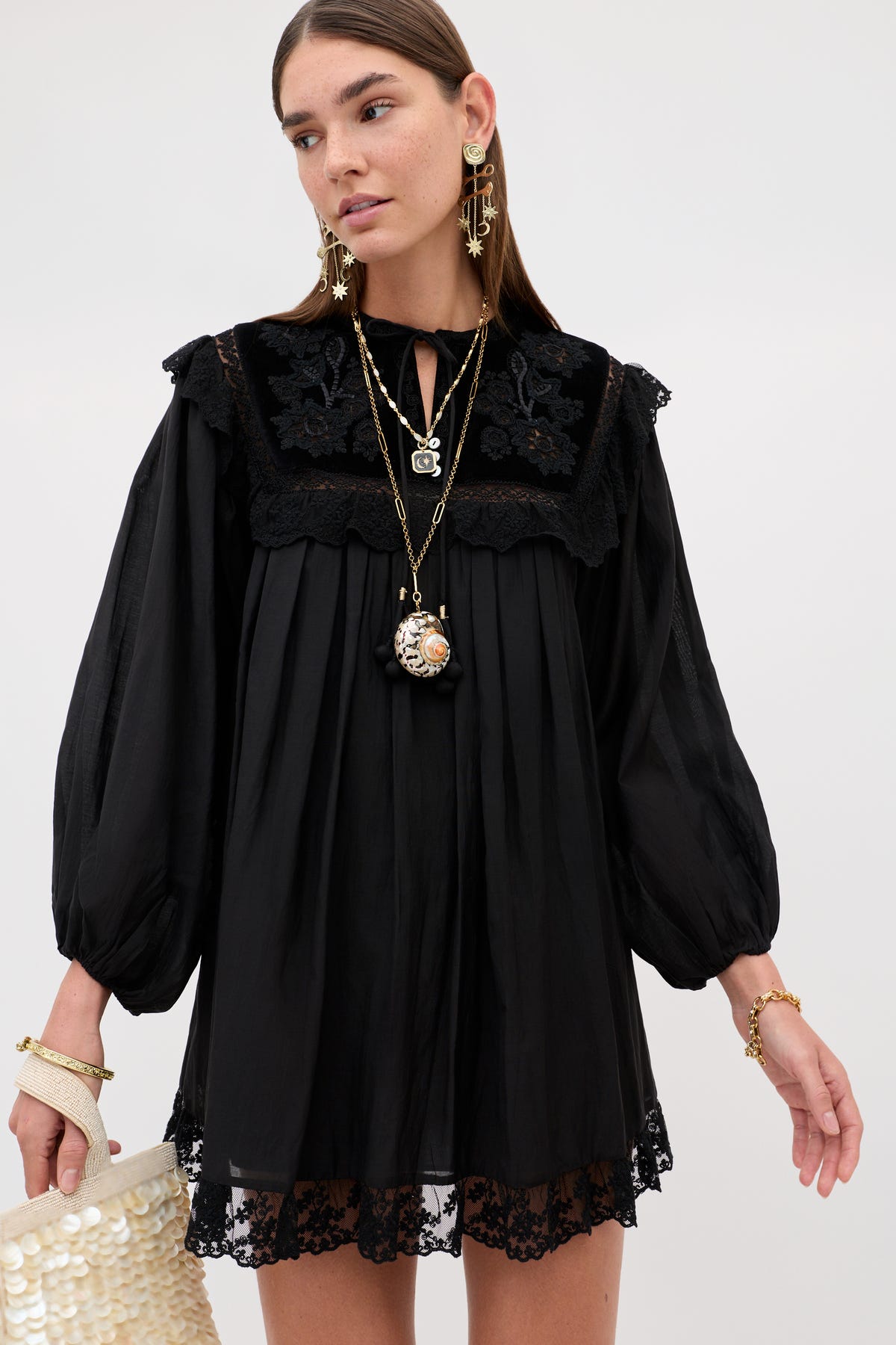 Inez - Lilly Embroidery Black