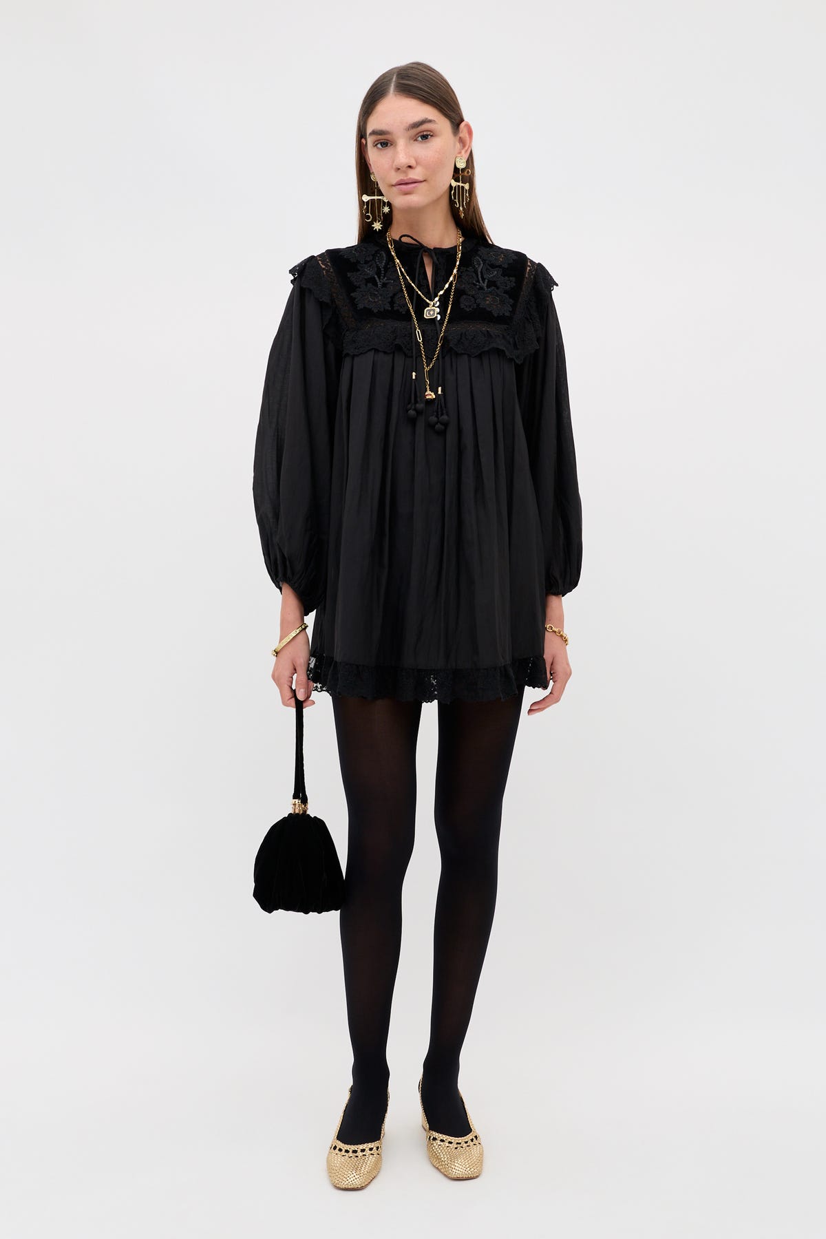 Inez - Lilly Embroidery Black