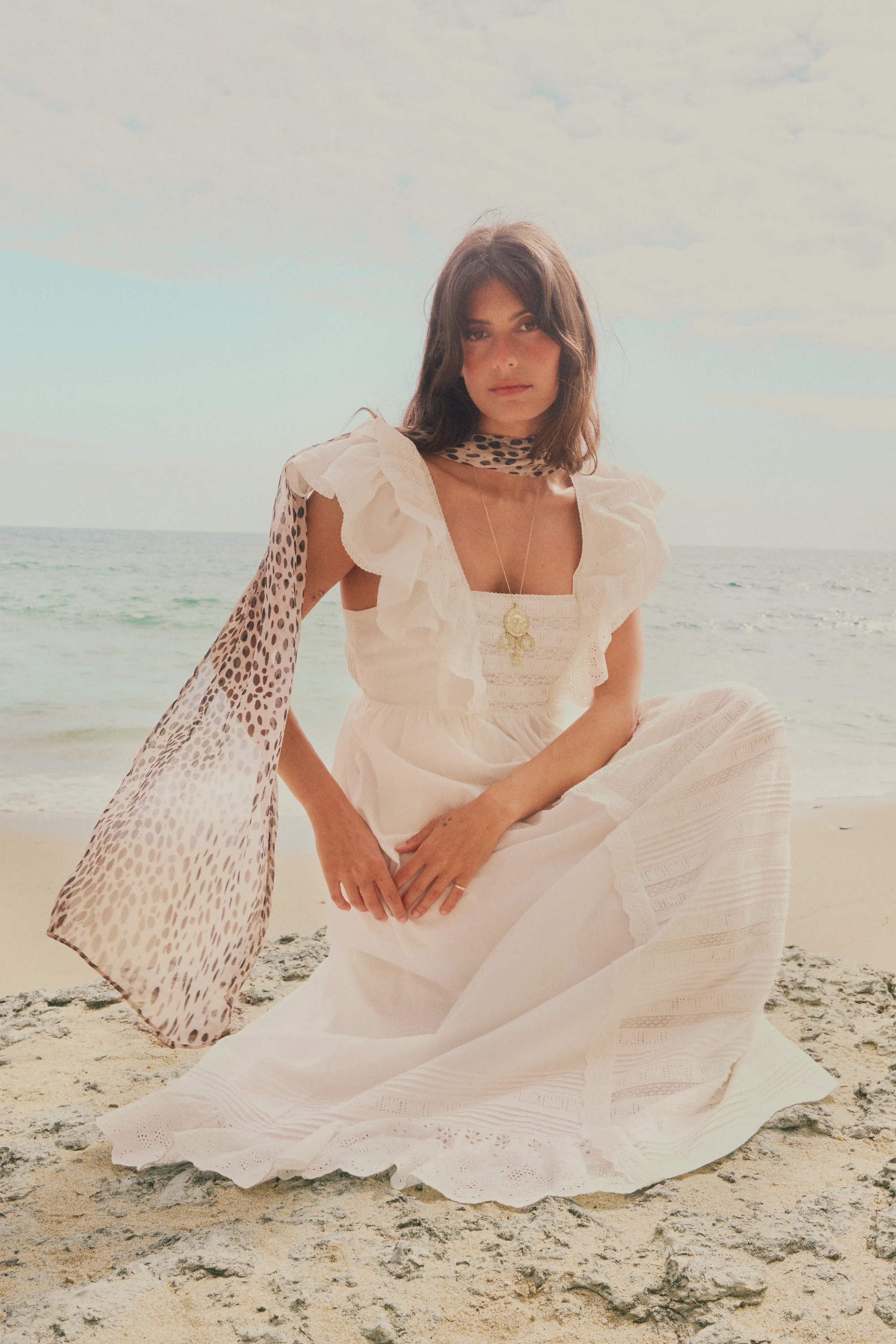 Delaney Cotton Midi Dress in White | RIXO USA ⋆