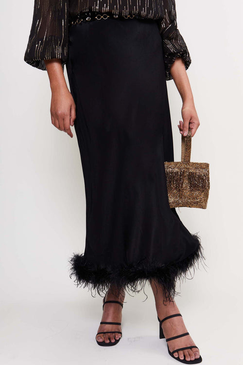 extended-sizing-capsule,Feathered Midi Skirt