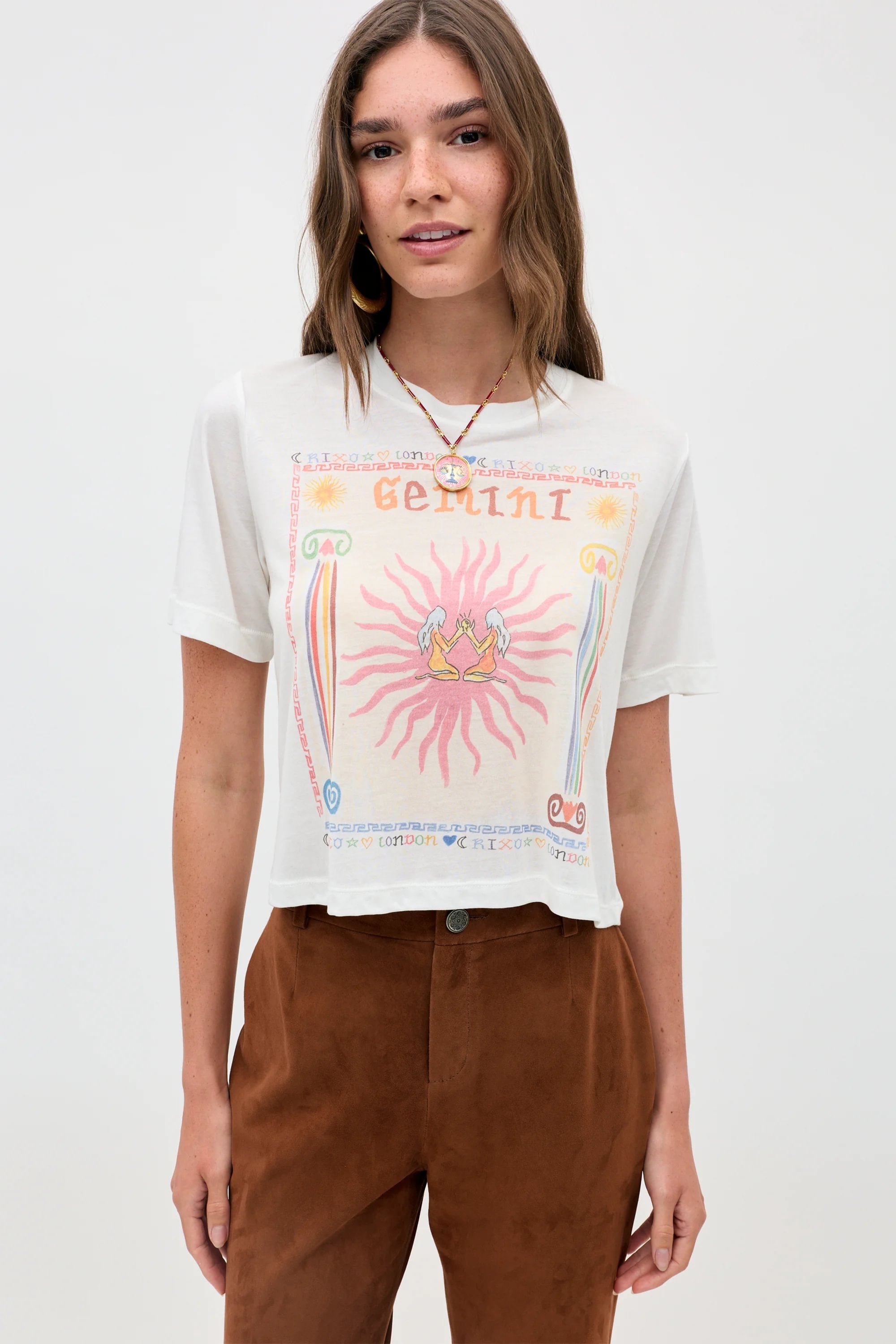 Ria Zodiac T-Shirt in White Gemini | RIXO USA ⋆