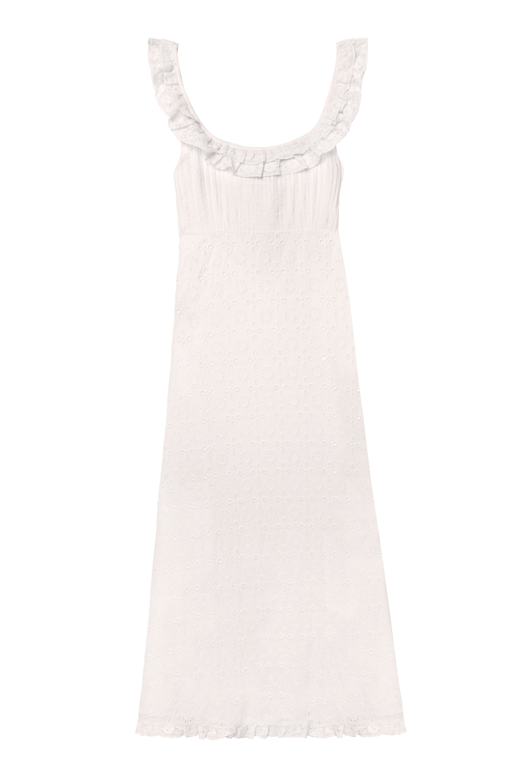 Patsy Cotton Midi Dress in White Ivory