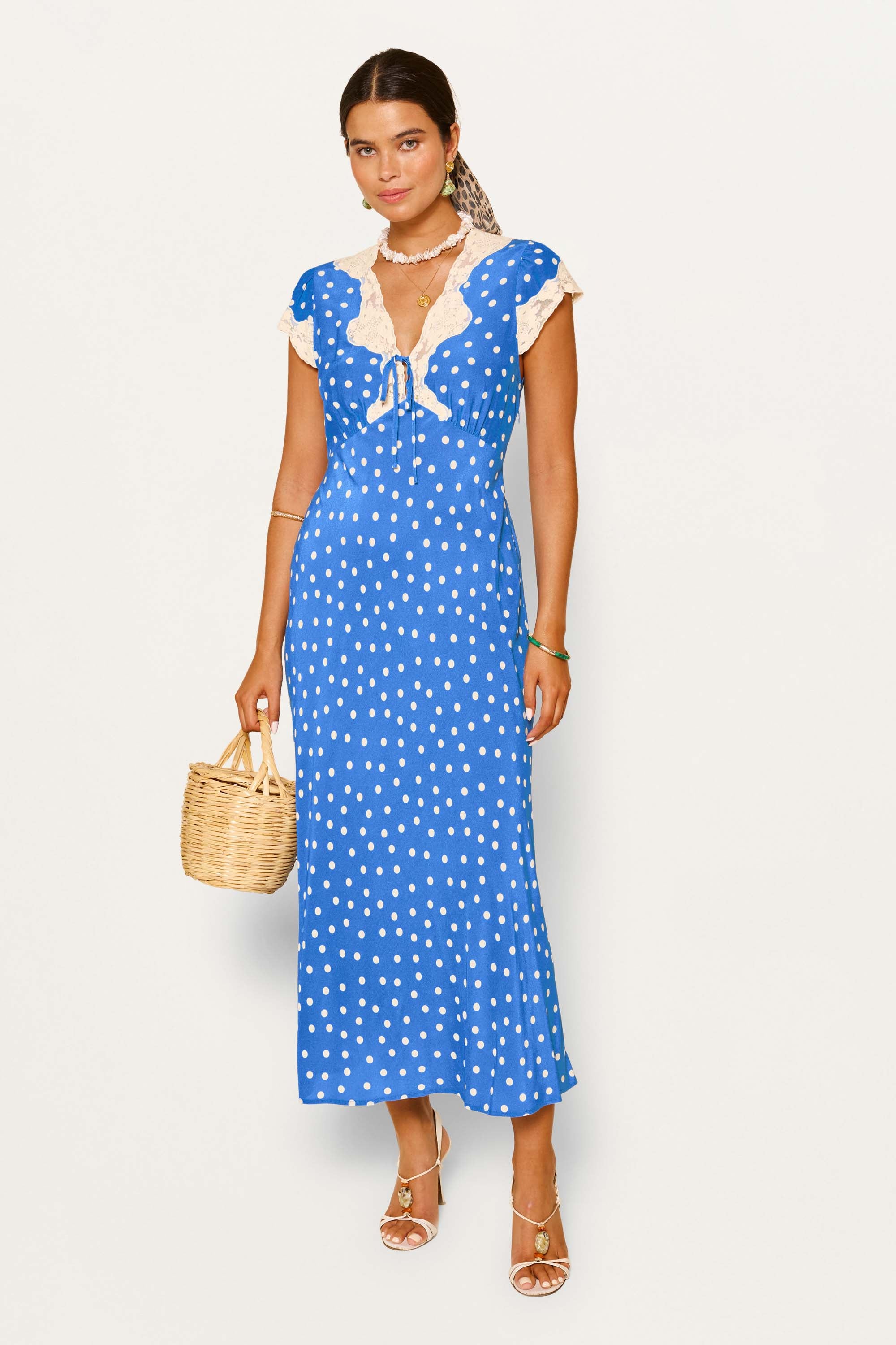Amari Midi Dress in Bohemia Spot Blue | RIXO USA ⋆
