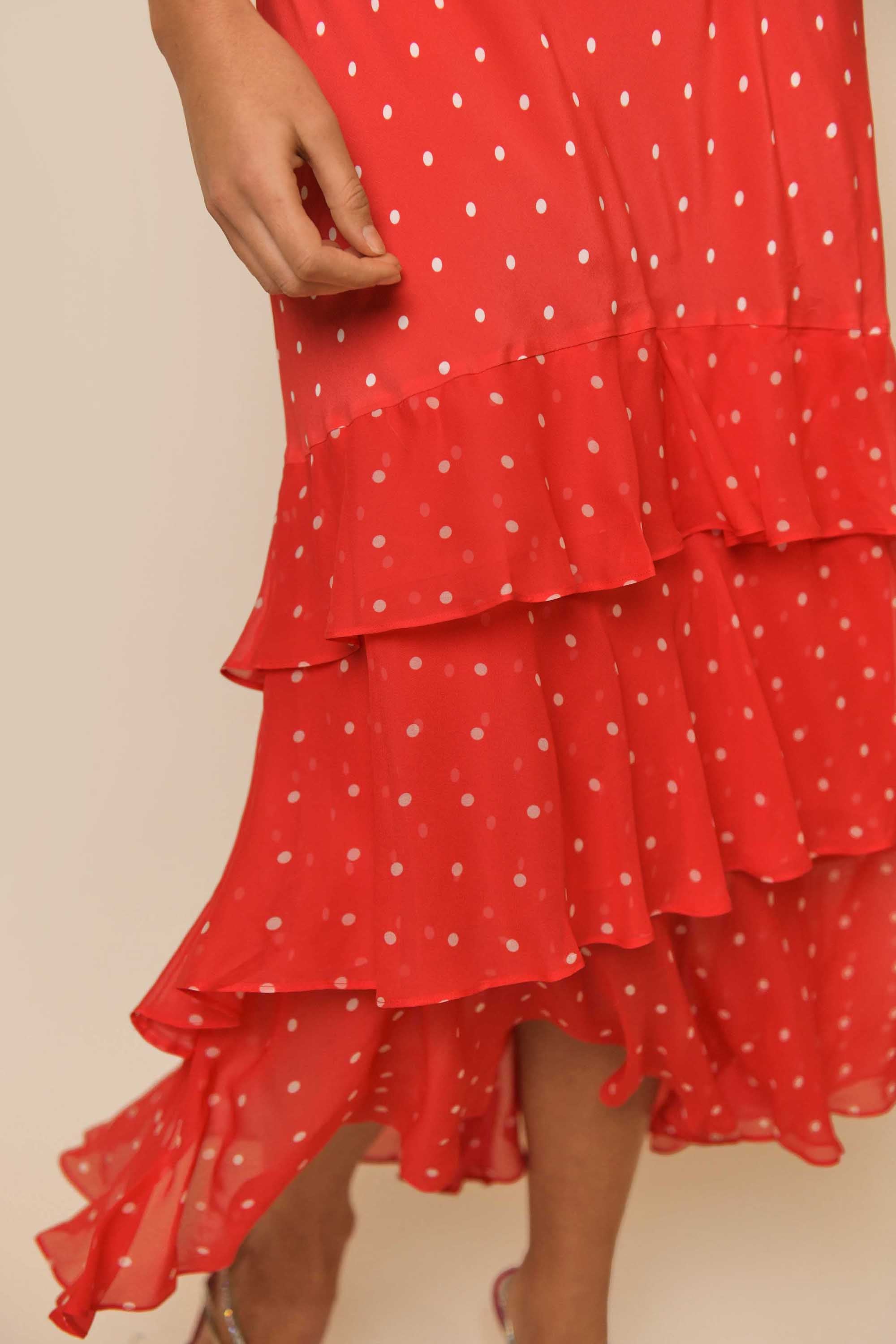 Rosheen Midi Dress in Red Vintage Spot - Main Image