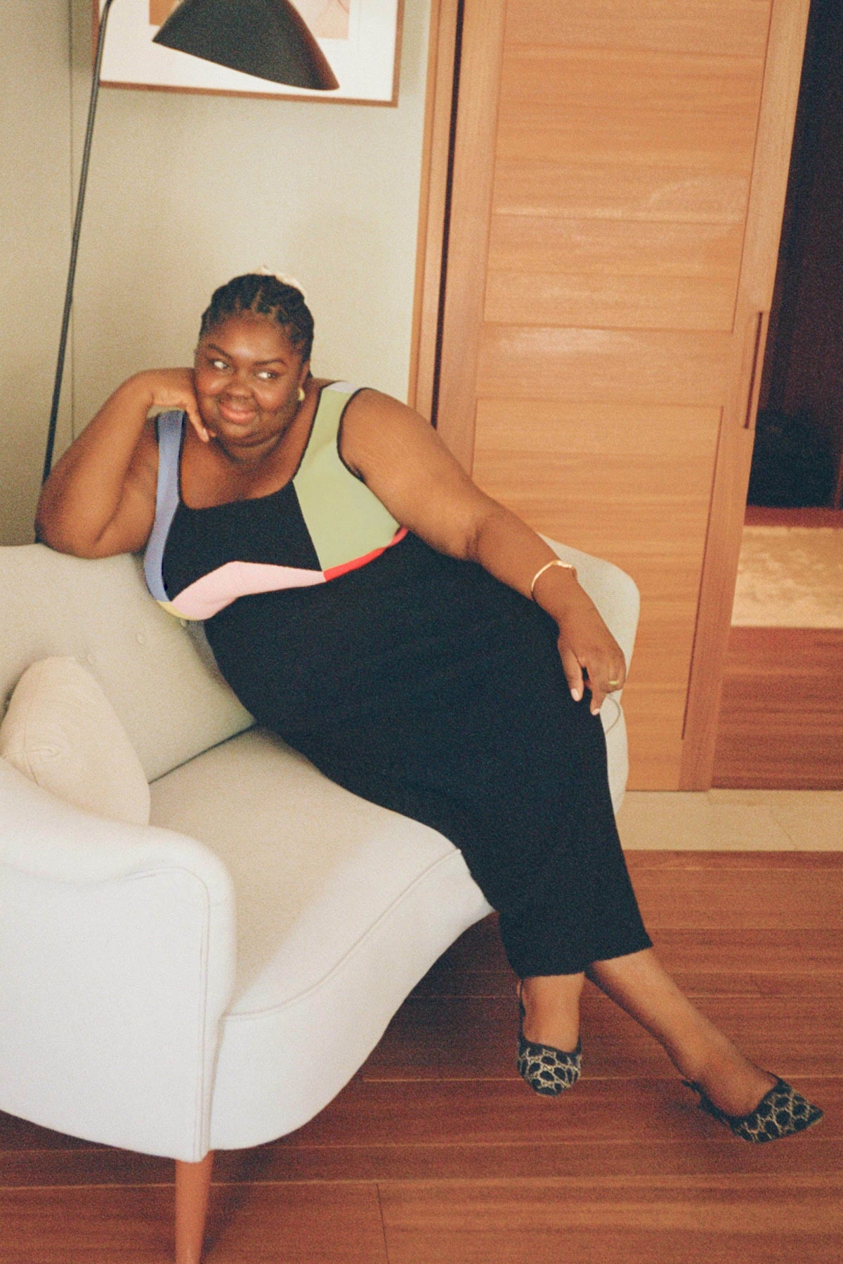 Abisola Knit Midi Dress in Black Multi | RIXO USA Abisola Knit Midi Dress in Black Multi | RIXO USA