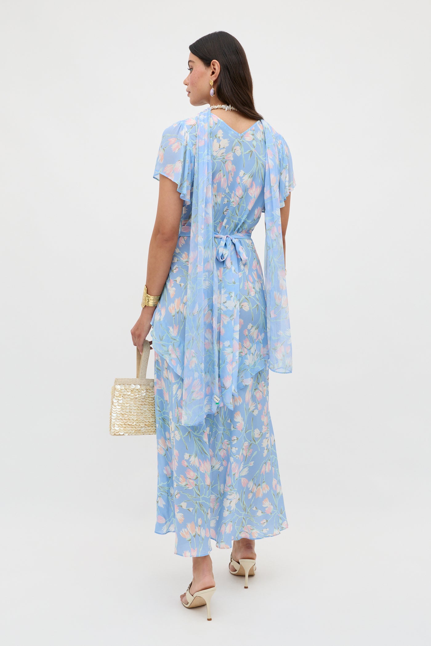watercolour maxi dress Vivienna Watercolor floral Pleated Aimee Watercolor Maxi Gown
