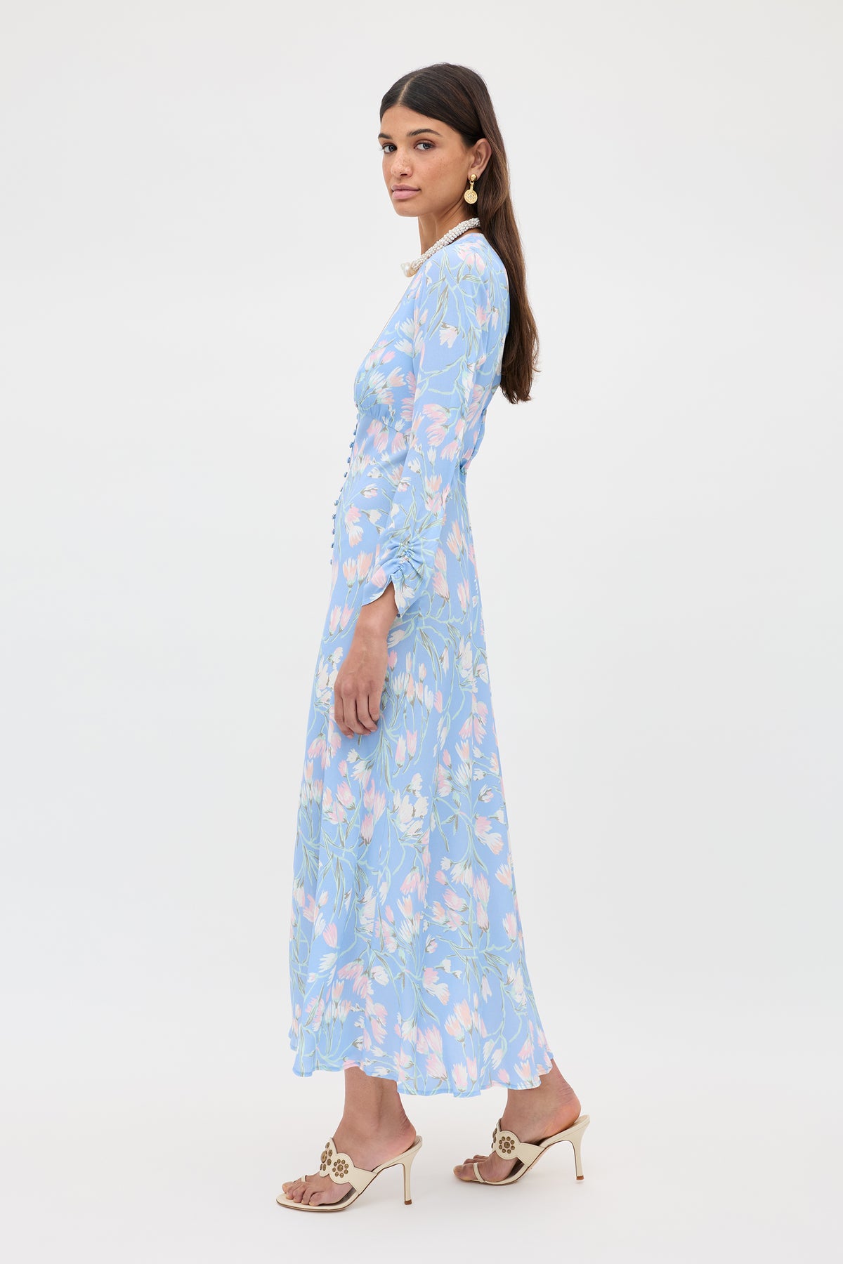 RIXO Katie Midi Watercolour Floral Blue RIXO Katie Midi Watercolour Floral Blue