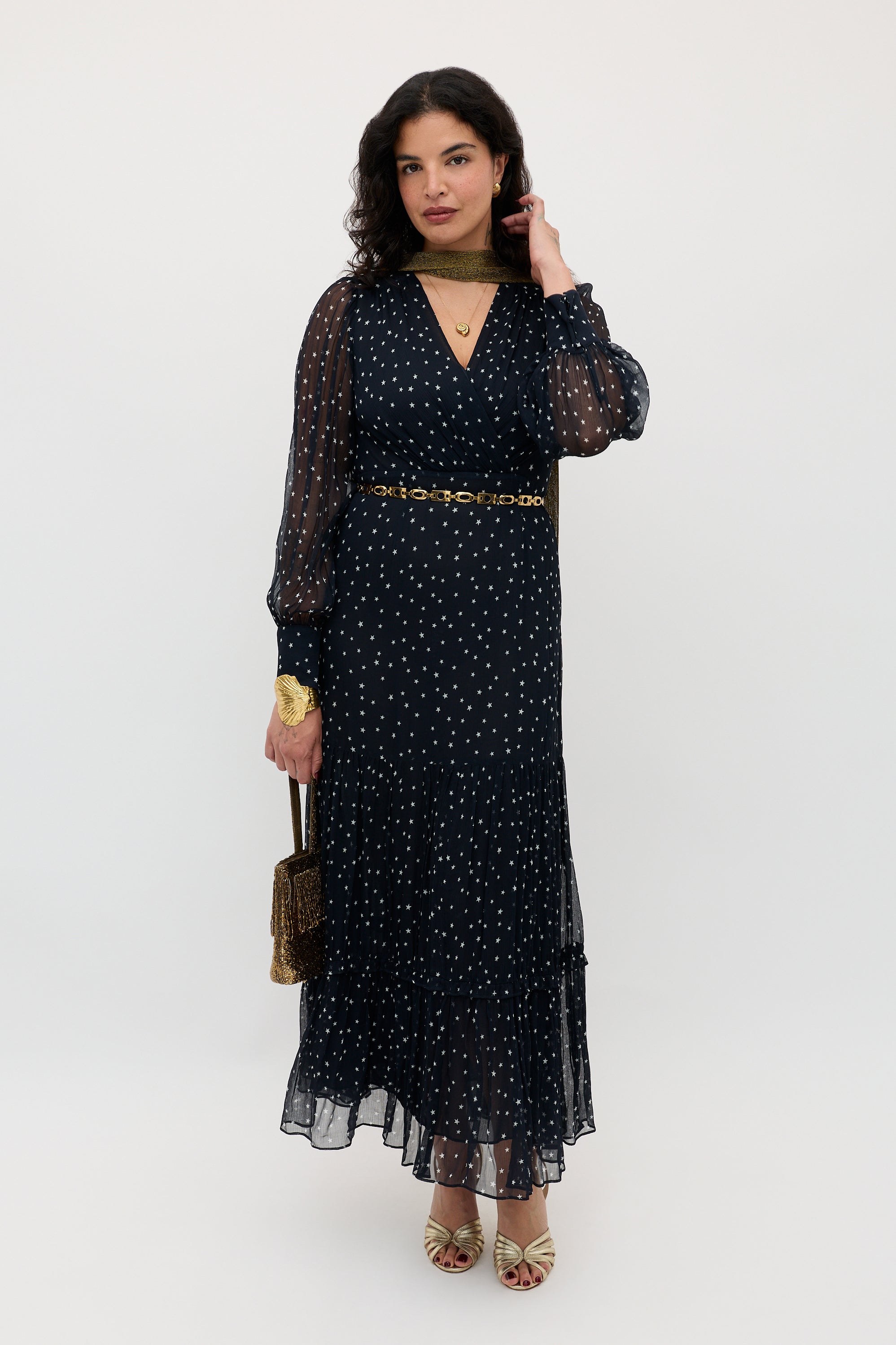 Elsie Chiffon Dress in Starry Night Navy | RIXO USA ⋆