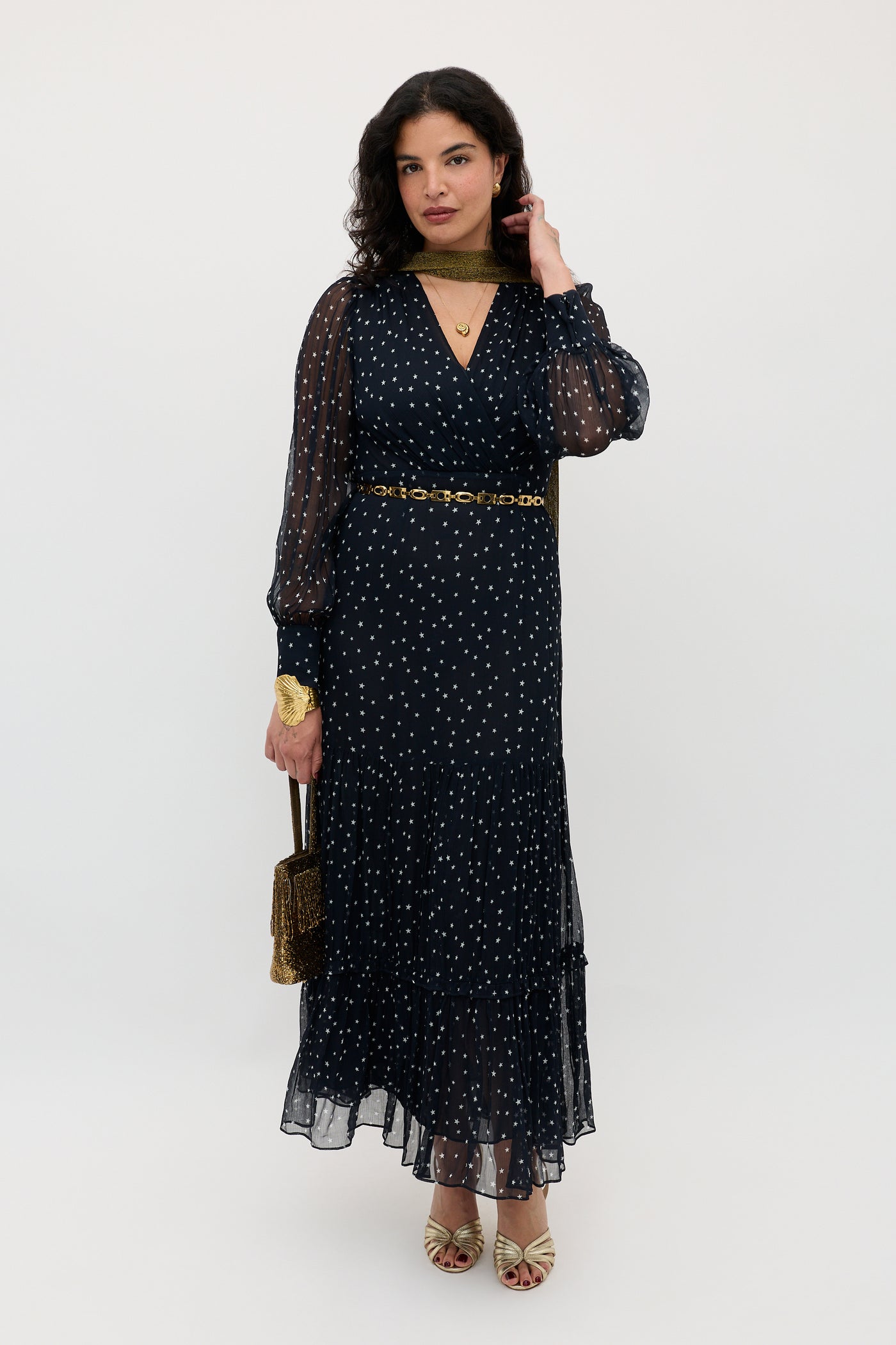 Elsie Rixo Elsie Chiffon Dress in Starry Night Navy | RIXO USA ⋆